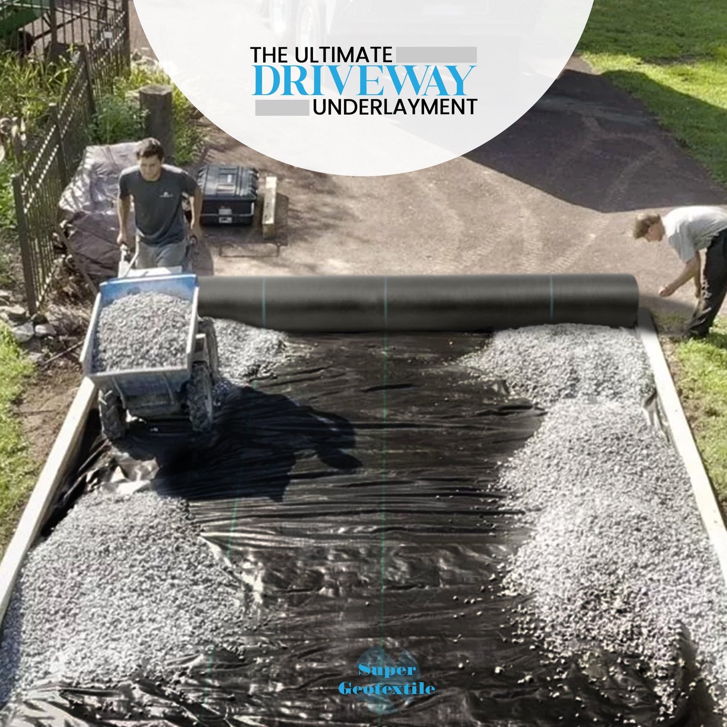 Super Geotextile Woven Geotextile Fabric for Driveway and Road Stabilization, Construction Underlayment, Erosion Control, Commercial Grade 50 Year for Gravel Roads and Pavers (6x100)