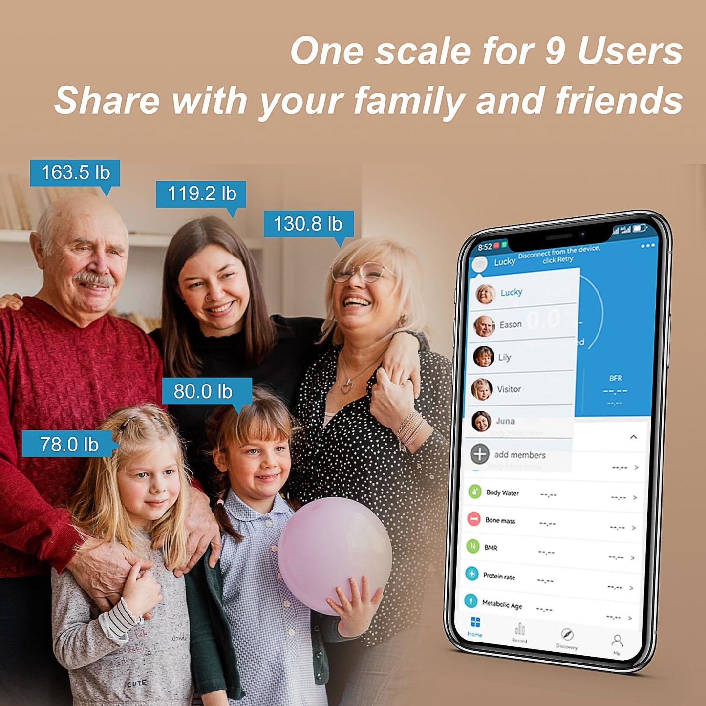 Scale for Body Weight, Digital Weight Scale with Color-Changing, Most Accurate to 0.2lb, Bluetooth Bathroom Scale with Bmi, Body Fat, Muscle Mass, 18 Body Composition Analyzer Sync App, 400 lbs-White
