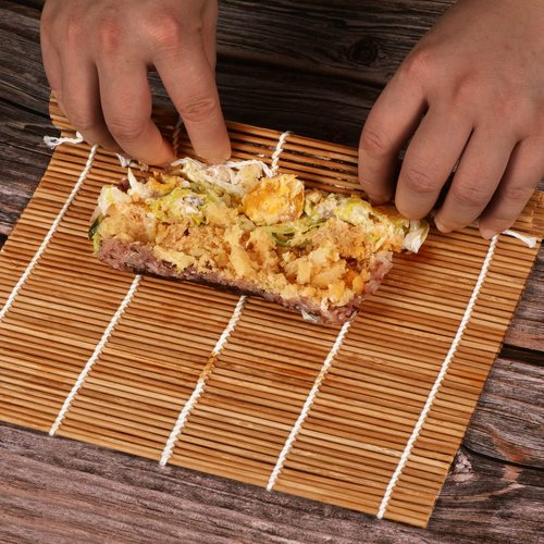MIUQILAIY 9.5"x9.5"Bamboo Sushi Rolling Mat,kimbap roller(4 PCS)
