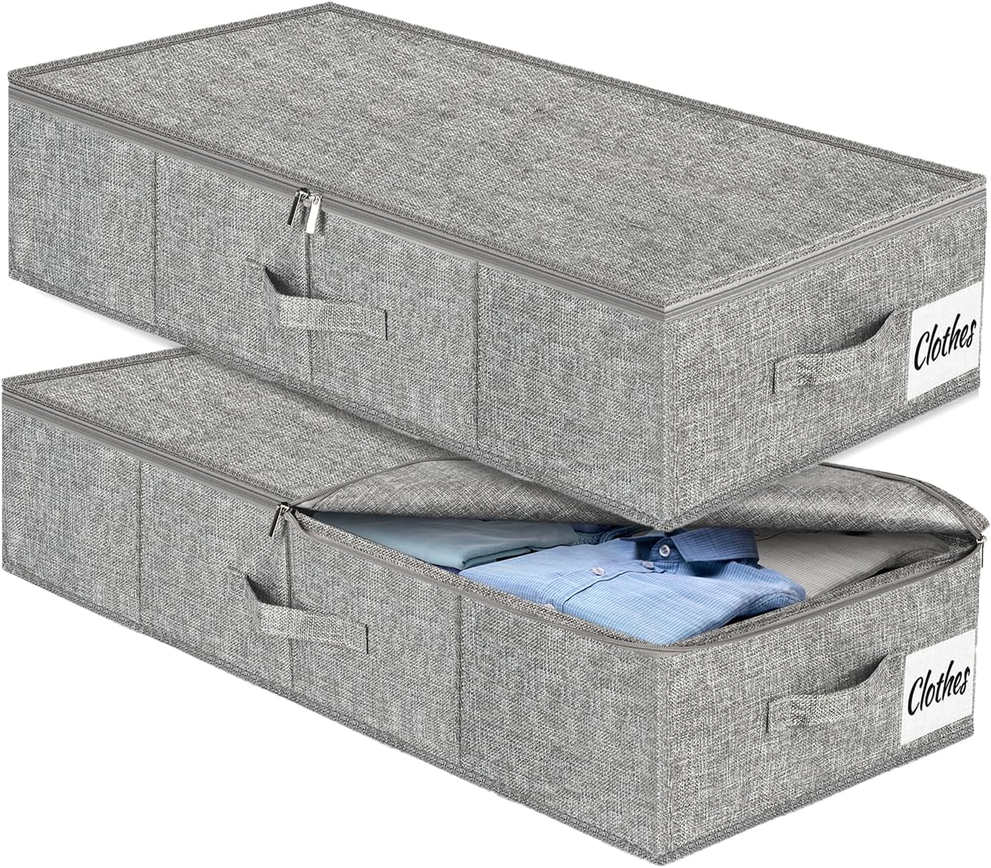 Under Bed Storage Bins by [Brand Name] - Foldable Organizer with Ultra Thick Fabric & Dual Zipper | 30x16x6.7"