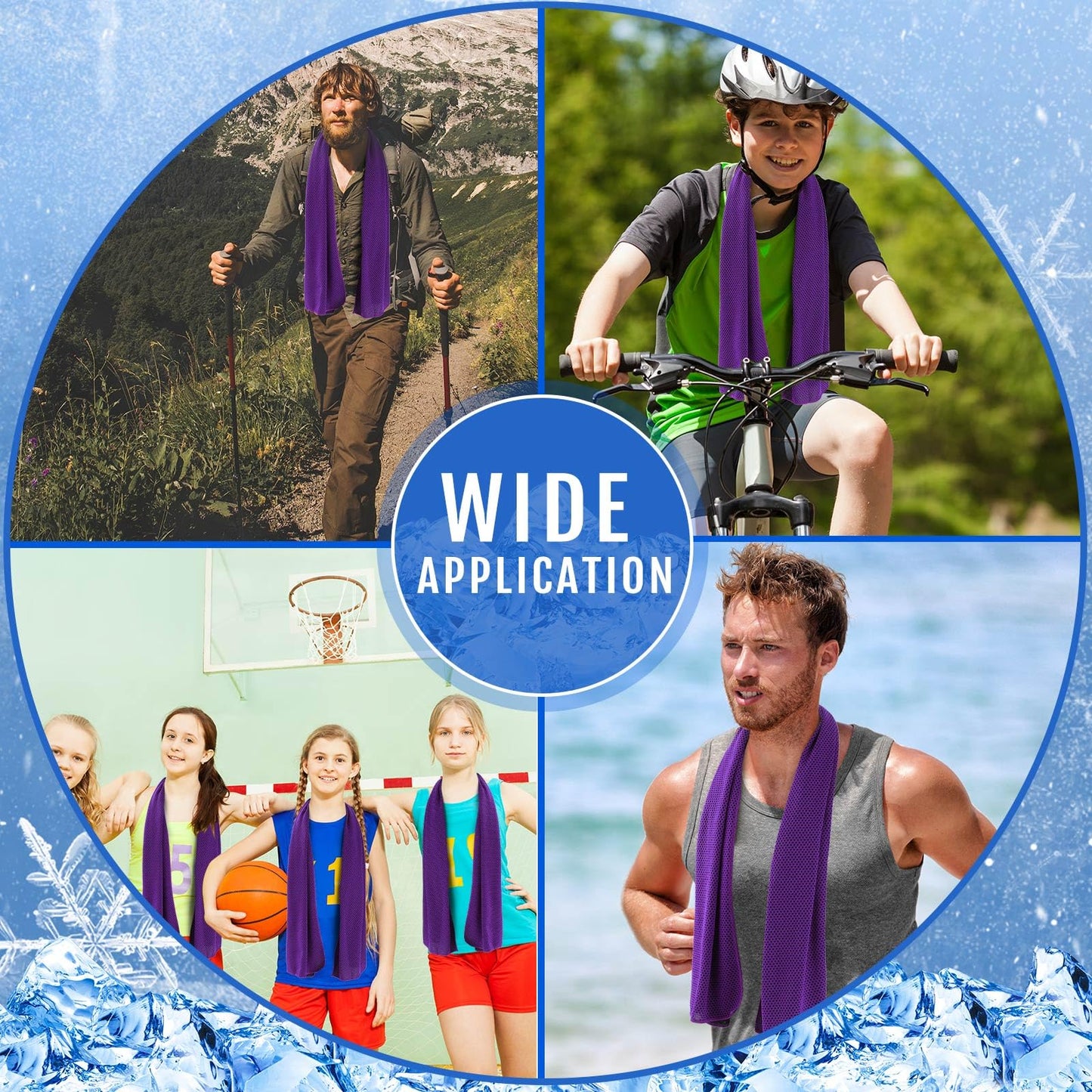 Hosuly 30 Pack Cooling Towels, 40"x12" Ice Breathable Chilly Sweat Rag Microfiber Workout Rags for Gym Towels for Neck and Face for Yoga Golf Sport Running(Purple)