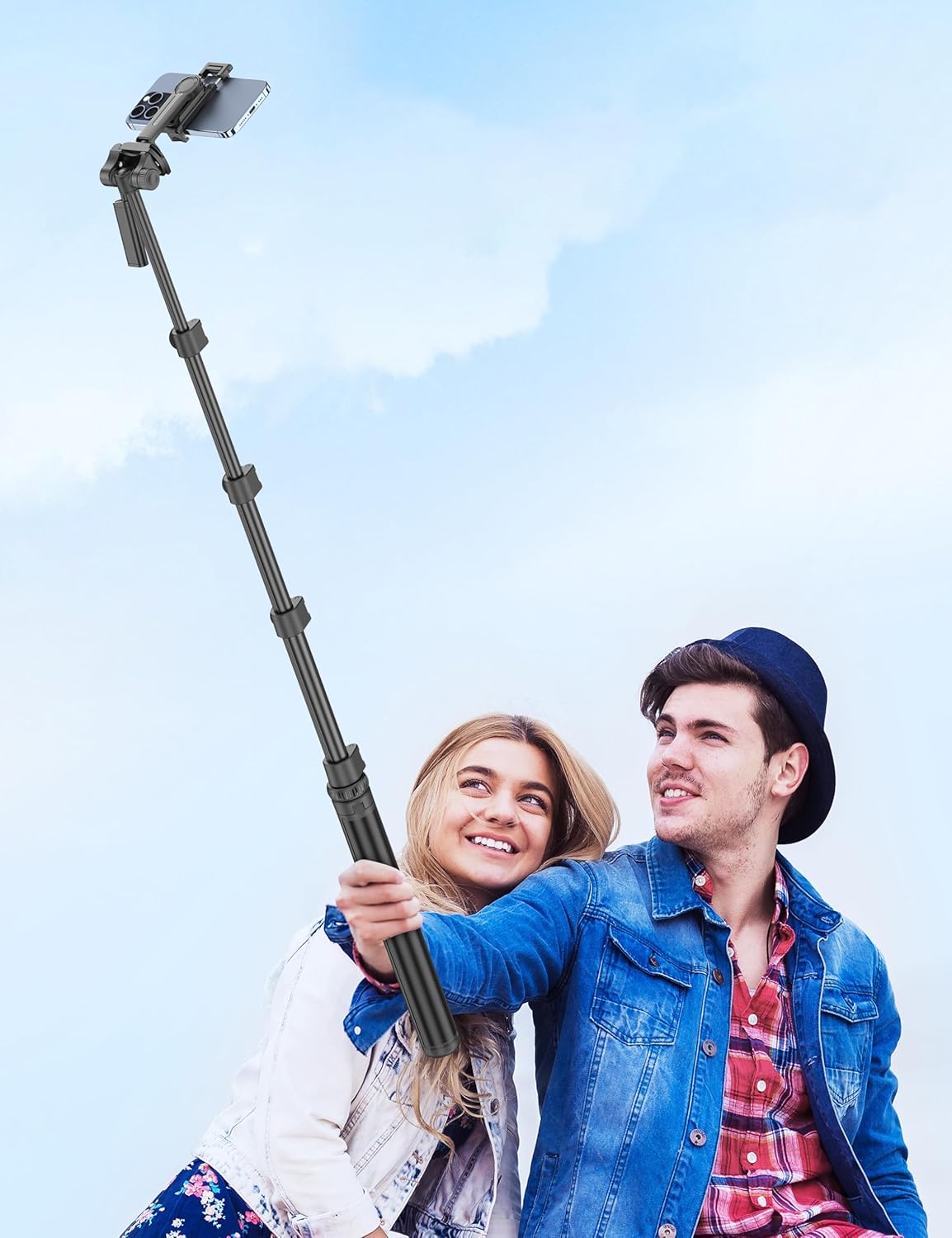 SelfieShow 72" Phone Tripod & Selfie Stick, Extendable Cell Phone Tripod Stand with Detachable Remote&Phone Holder