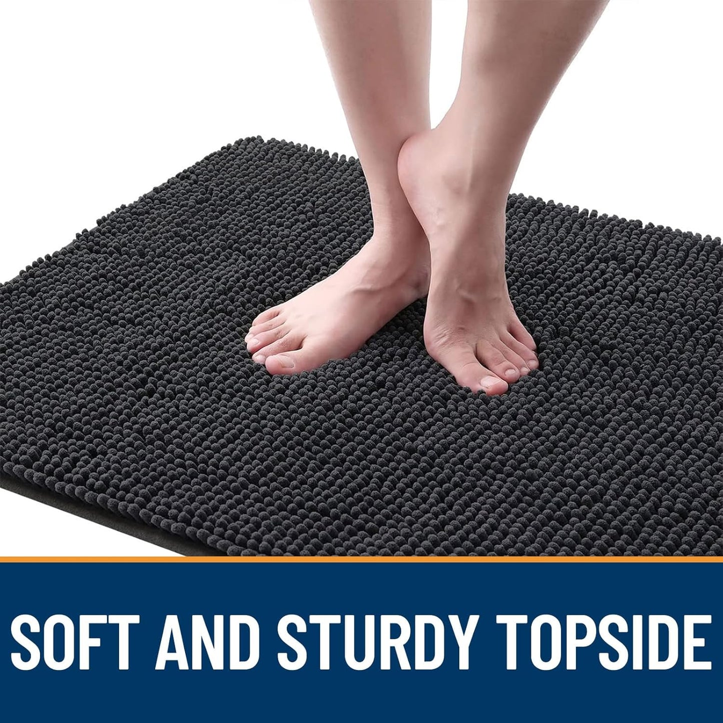OLANLY Dog Door Mat - Absorbent Non-Slip Chenille Mat for Muddy Paws | 32x20 Dark Grey Indoor Carpet