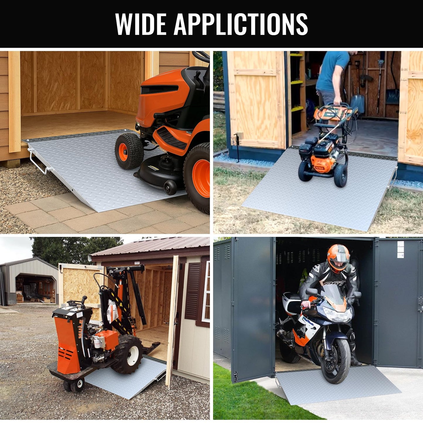 Upgraded Shed Ramp for Riding Mower 2PCS, 29" Lx48 W Anti-Slip Loading Ramps for Lawn Mowers,Pickup Trucks,Garage Threshold Doorway Tractor,Snow Blower,Garden Cart, 1500lbs Capacity