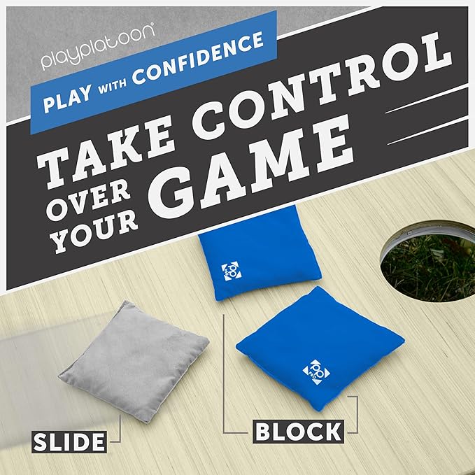 Professional Cornhole Bags - Set of 8 Regulation All Weather Double Sided - Sticky Side/Slick Side Bean Bags for Pro Corn Hole Game