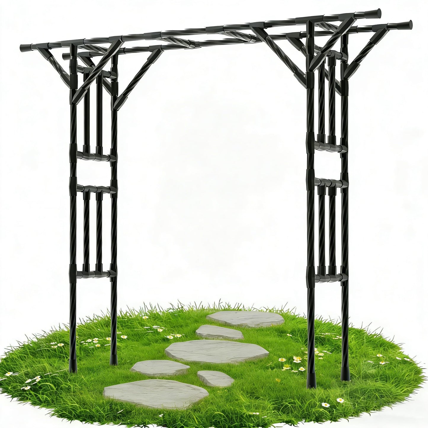 Trellume Garden Arch Trellis - 106.3" L×106.3" H Extra Large Flat Top Arbor Trellis with Coated Steel Pipe, Trellis for Climbing Plants Outdoor, Heavy Duty Abor Archway for Wedding Decor(25MM Pipe)