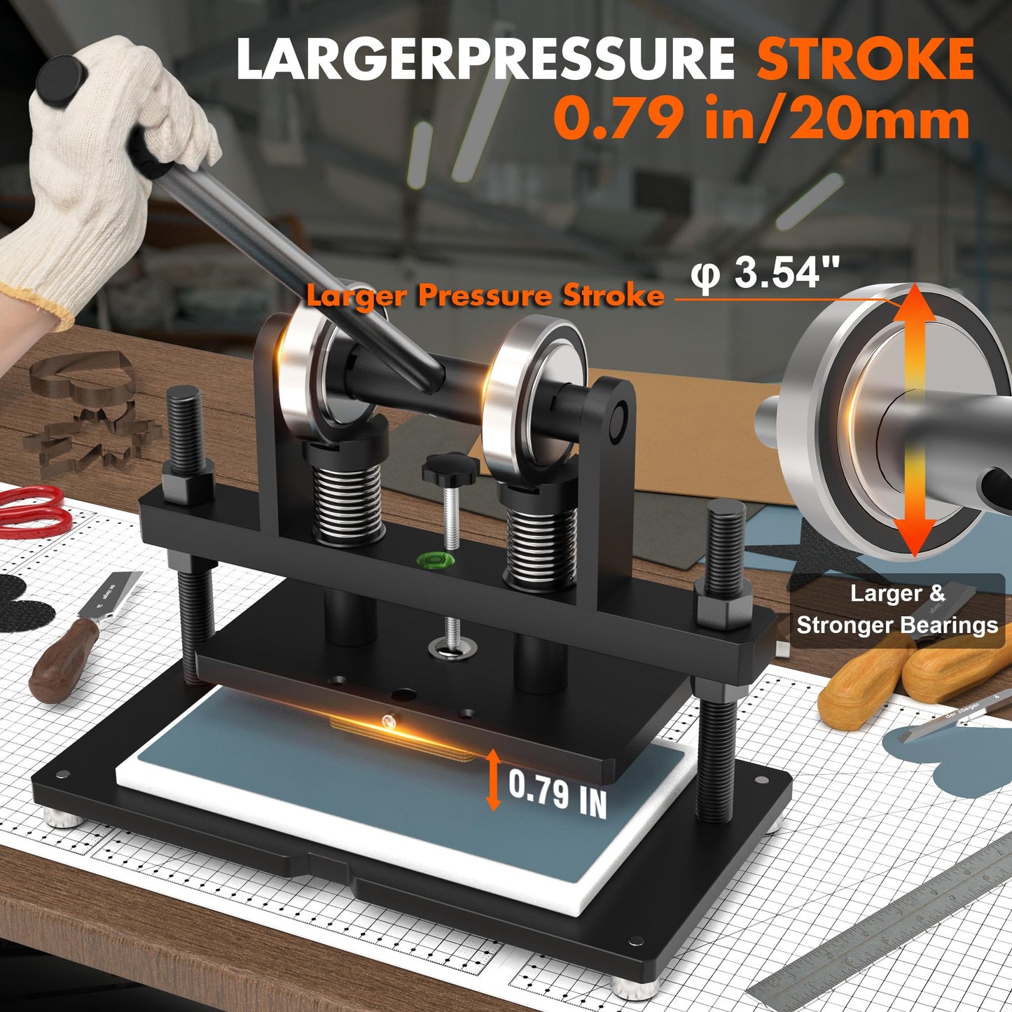 SporGain Leather Cutting Machine, Die Cutter Stamping Machine, Hand Press Mold Cutter, Includes 10.2 x 5.9 Upper Plate, Dual Guide Shafts Die Cut Machine for Various of Materials