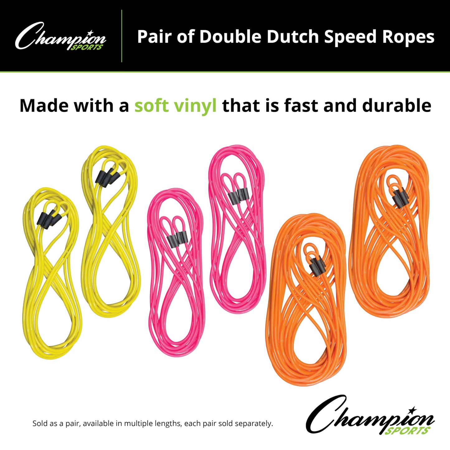 Champion Sports DD Series Double Dutch Licorice Jump Ropes - Pink, 16-Feet (Set)