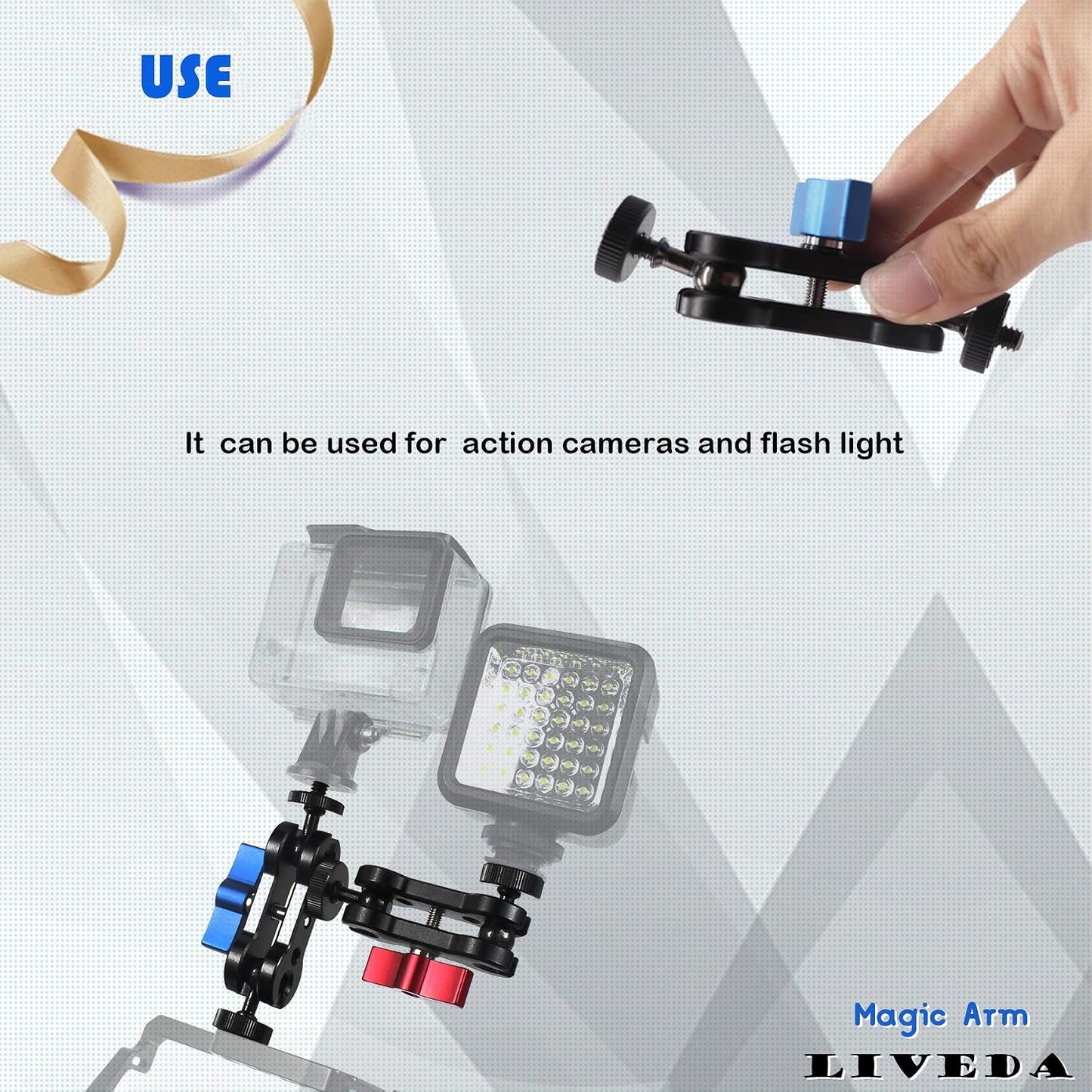 1/4" Mini Magic Arm with Double Ballhead Screw Adapters& Metal Articulating Arm, Universal Bracket Monitor Mount