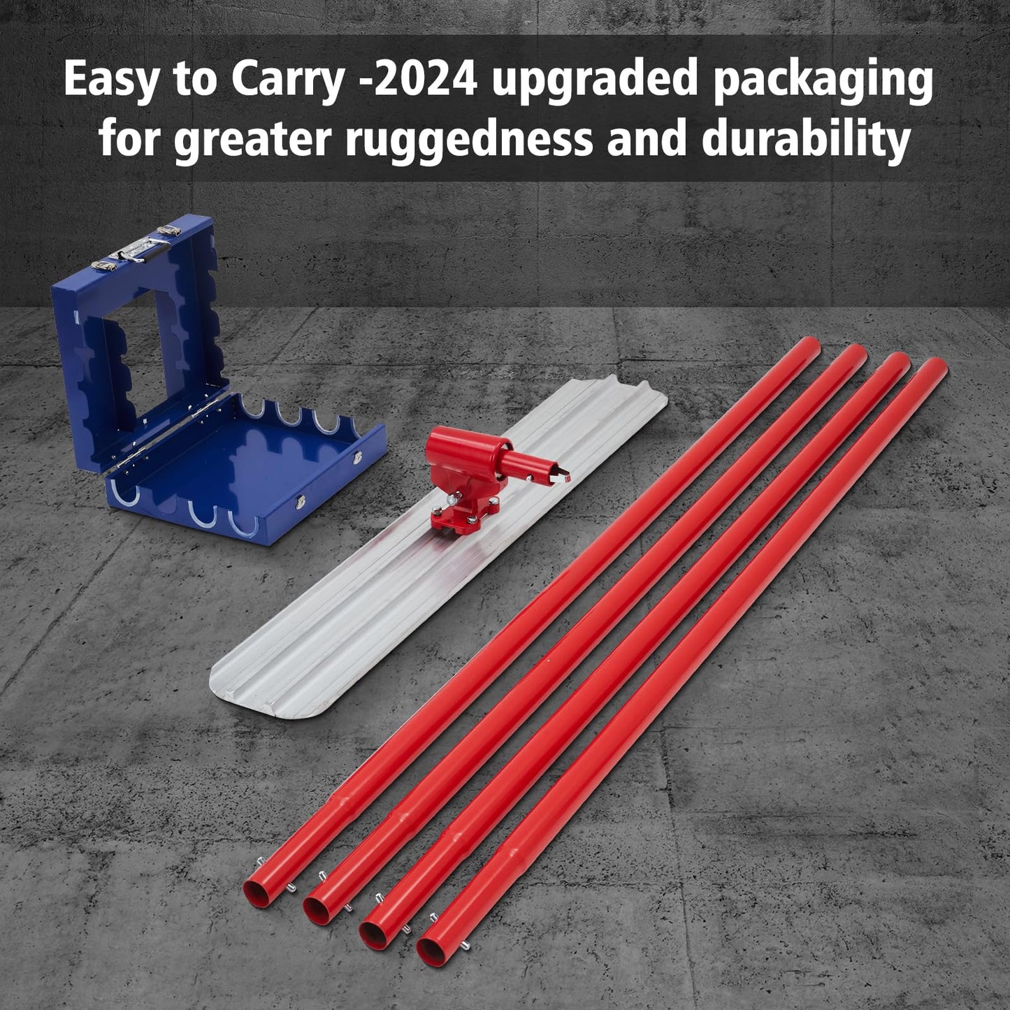 48 in x 8 in Bull Float Magnesium Concrete Float, Round End Concrete Float Tool with Flexible Bracket