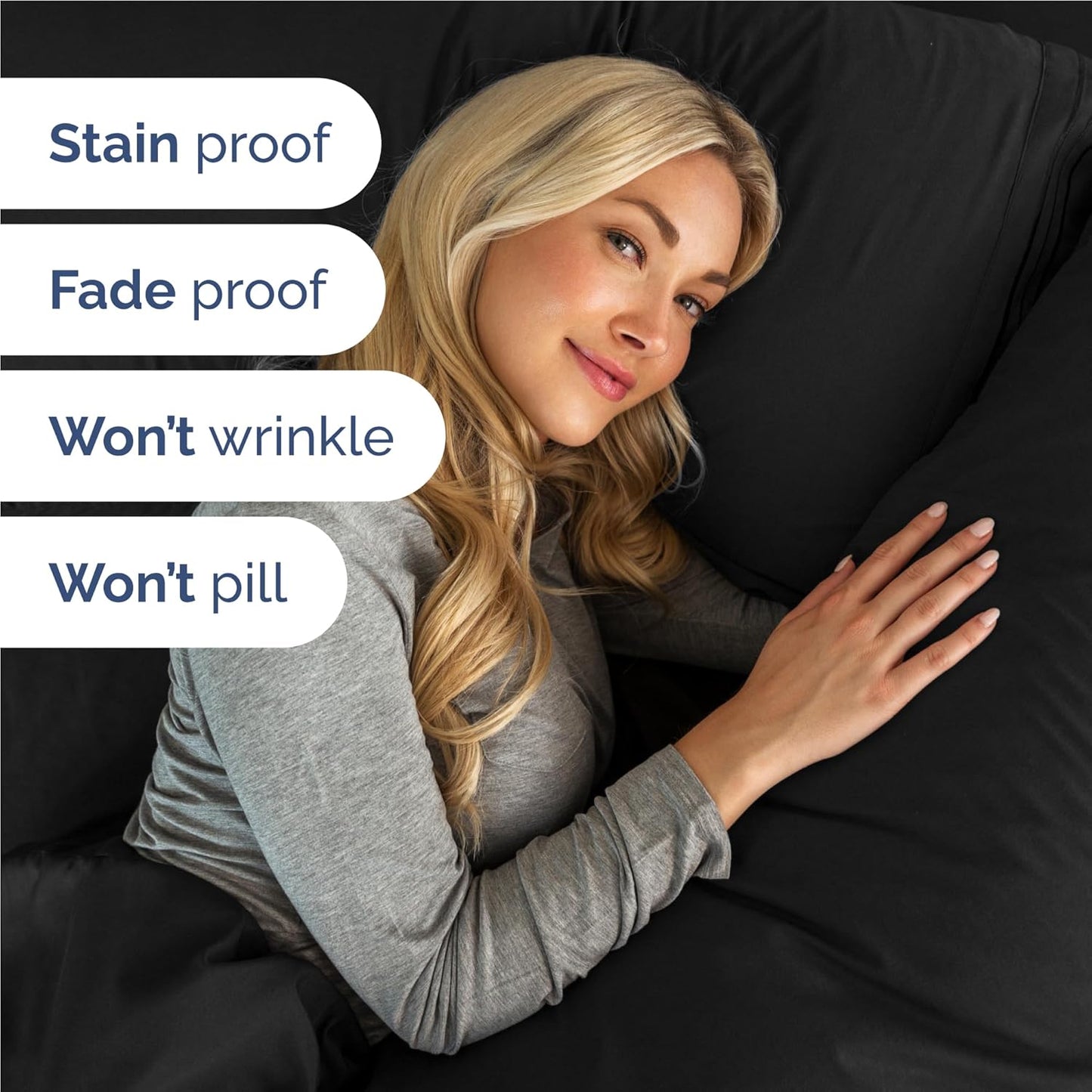Skiennix Full Size 4-Piece Sheet Set - Comfy Cooling Bed Sheets | Ultra-Soft, Deep Pockets, Black