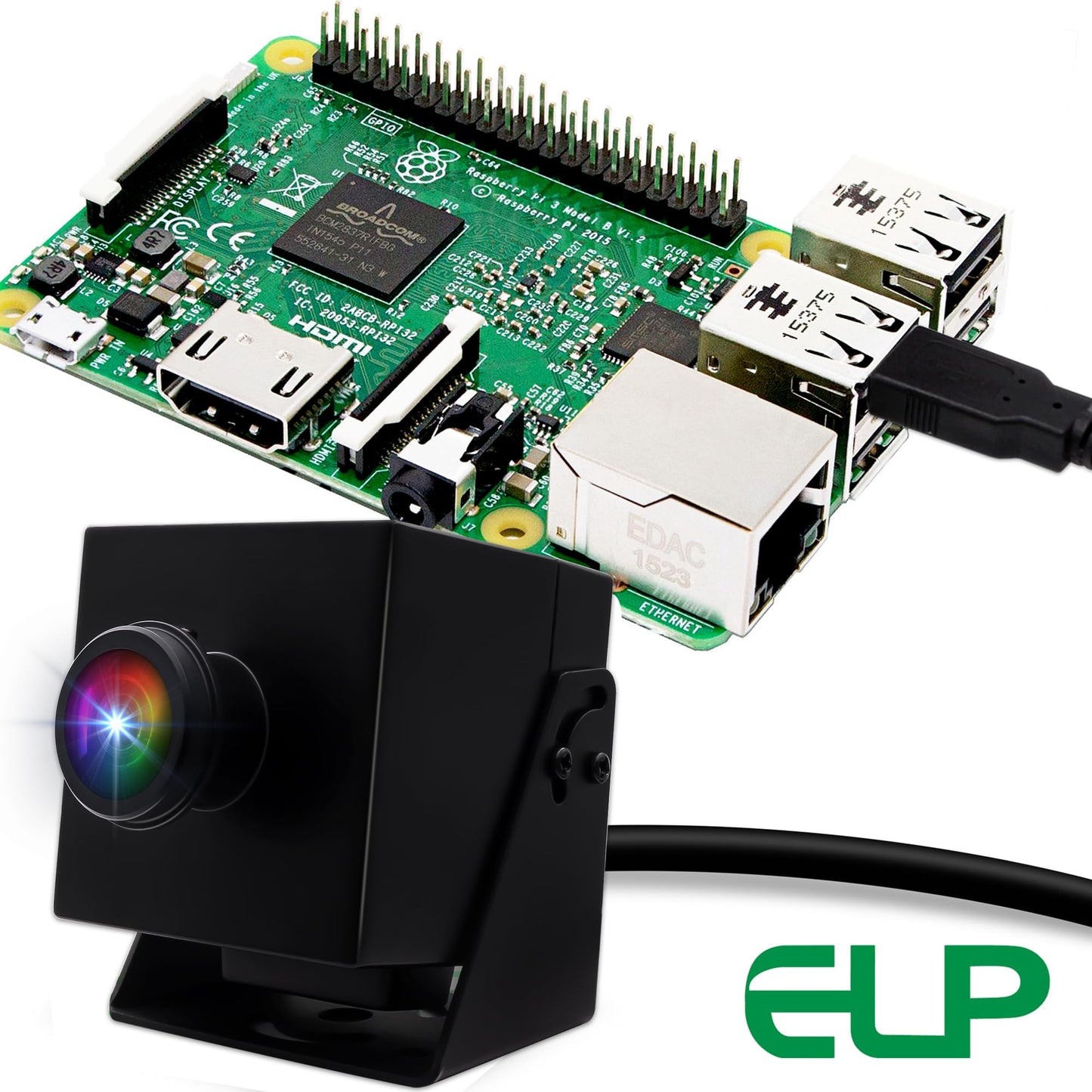 ELP 48MP USB Fisheye Webcam for Computer & Laser Engraver - 6000P USB Security Camera for Raspberry Pi (1.56mm Fisheye Lens, 200)