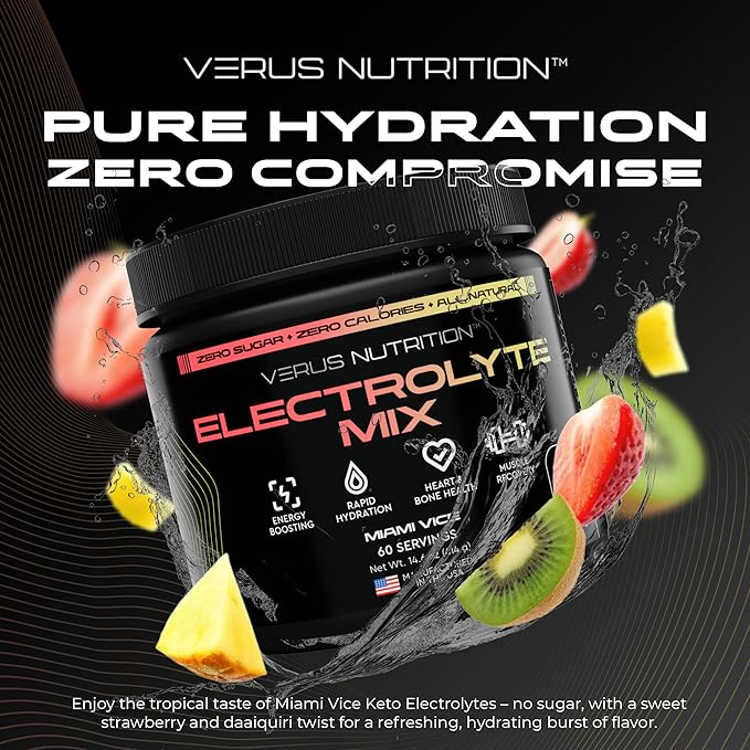 Electrolytes Powder No Sugar- Zero Calorie Hydration Powder | Sugar Free Electrolytes for Fasting, Keto & Vegan | Natural Ingredients Electrolyte Mix for Energy Boost, 60 Servings