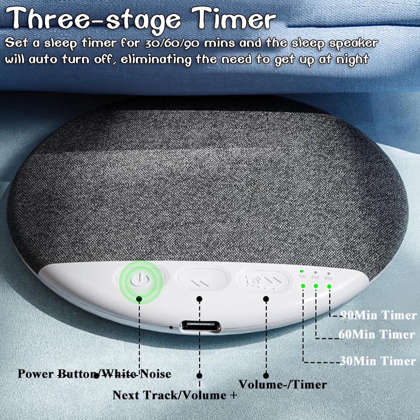 Generic Bluetooth Pillow Speaker for Sleeping, Ultra-Thin Bluetooth Pillow Speaker, Mini Portable Under Pillow Speaker