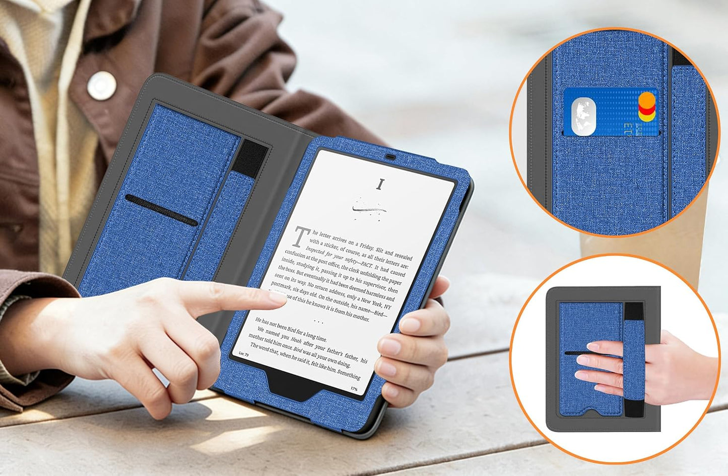 Snowwicase Ebook Case with Stand and Hand Strap,Incompatible Alcatel TCL (Navy Blue)