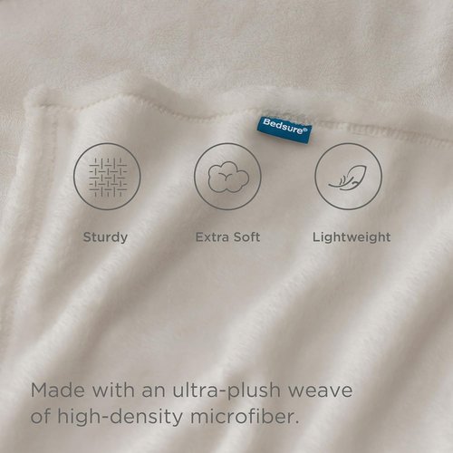 Bedsure Fleece Blanket - Soft, Lightweight Queen Size Plush Blanket for Bed, Sofa, Travel & Camping