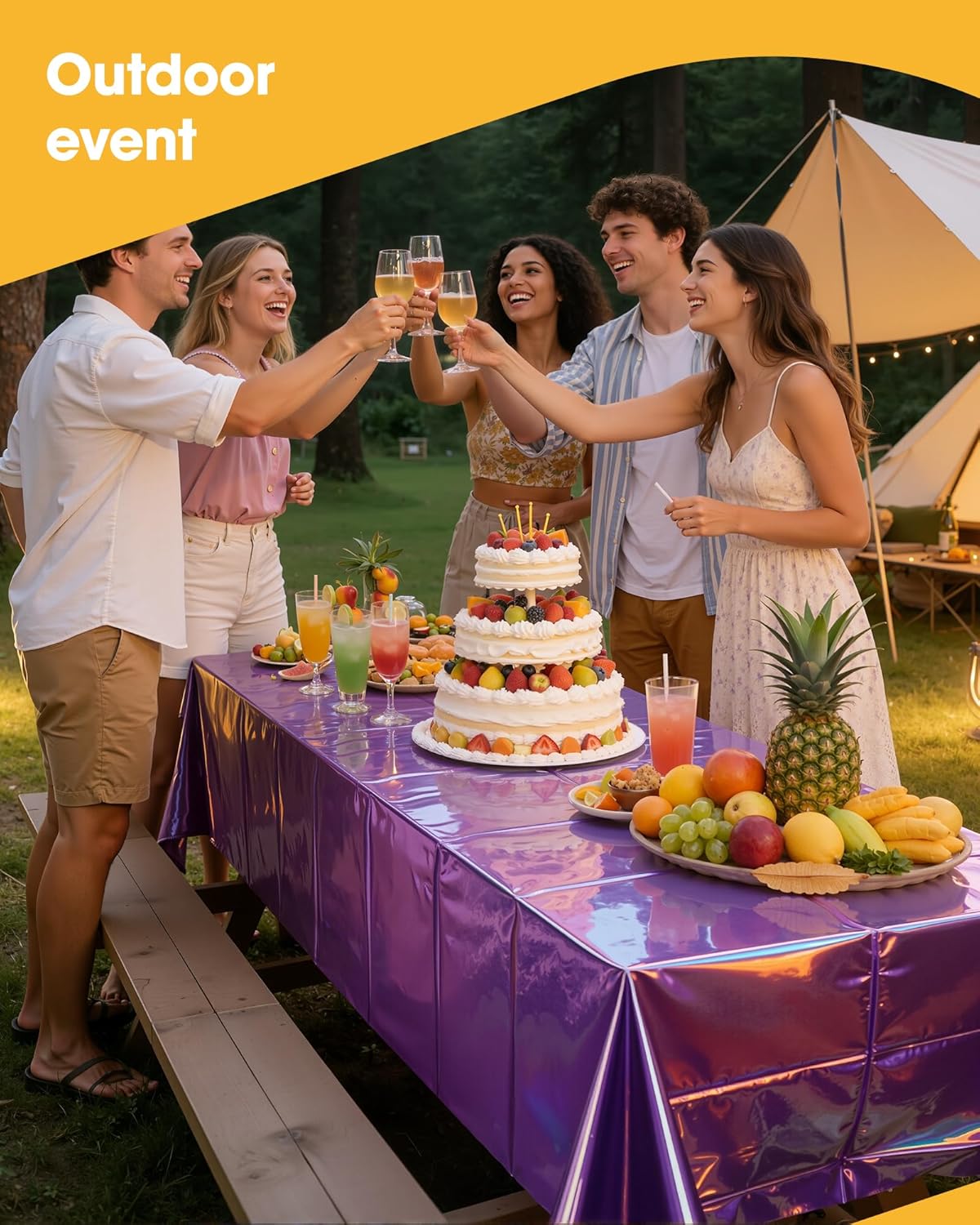 Niuara Iridescent Purple Tablecloths - 4 Pack 54" × 108" Disposable Covers for Parties & Gatherings