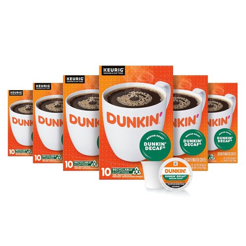 Dunkin' Decaf Medium Roast Coffee - 60 Keurig K-Cup Pods for Smooth, Rich Flavor