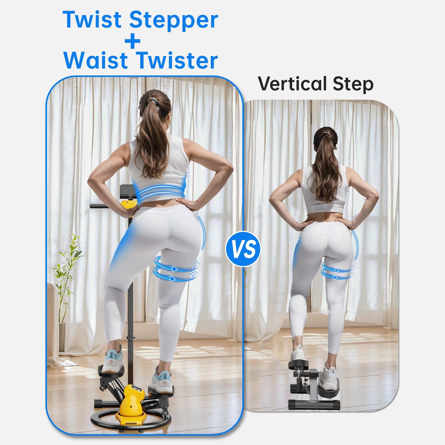 seanleecore Twist Stepper with Handlebar, High-Resistance Stair Stepper Machine for Home Workout, Step + Twist Cardio Exercise Equipment, 300 lb Capacity Quiet Compact Rock Stepper with LCD Monitor