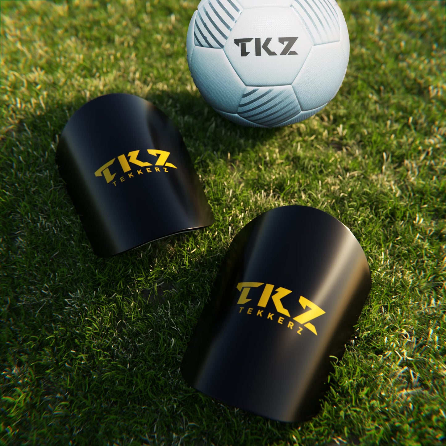 Tekkerz Soccer Miniature Shin Guard for Youth and Adults - Extra Small Protective Equipment shin Guards for Men, Women, Kids, Boys, and Girls, Black, Gold