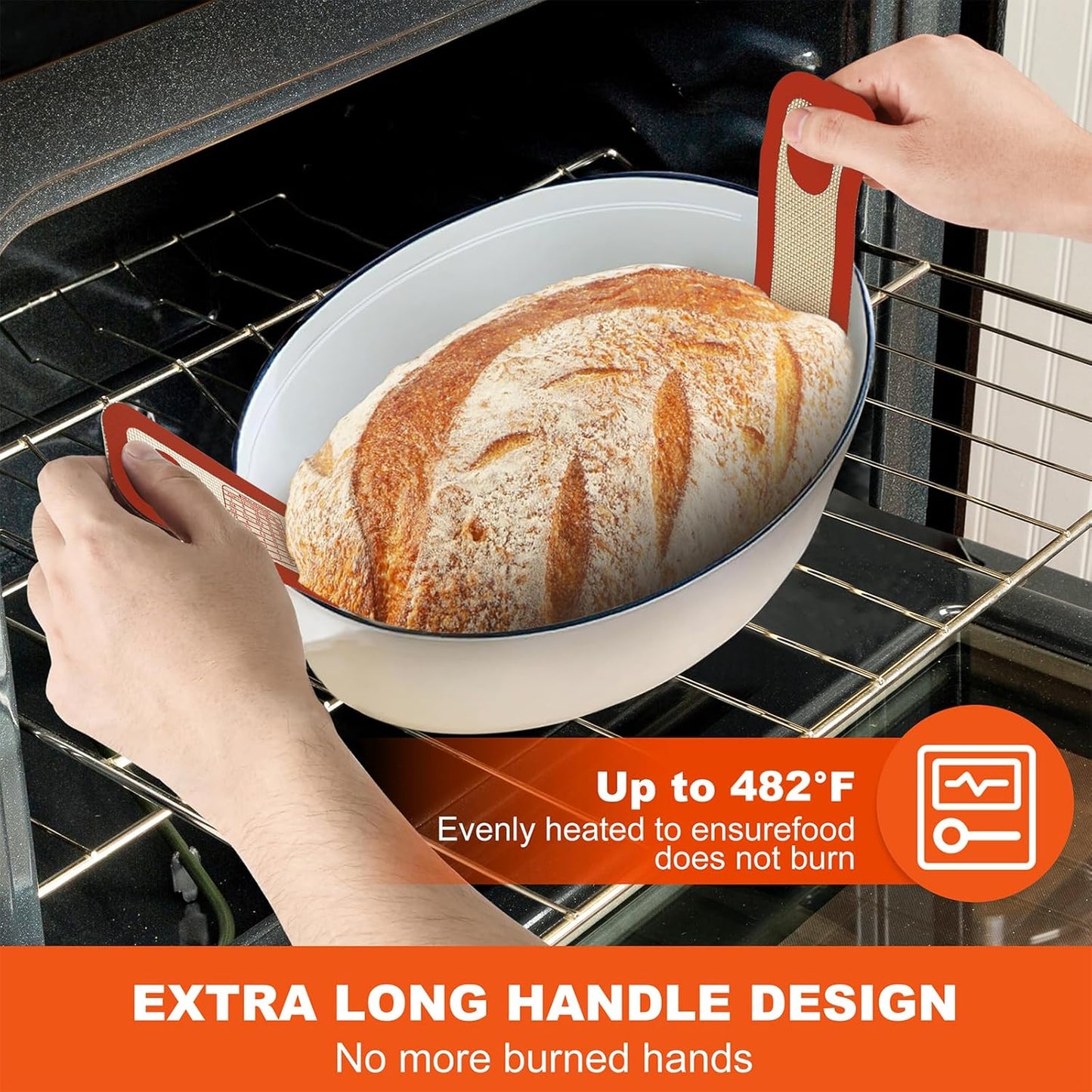 PLAPITATE Silicone Bread Sling | Non-Stick Dutch Oven Liner for Easy Sourdough Baking - 2 Red Set