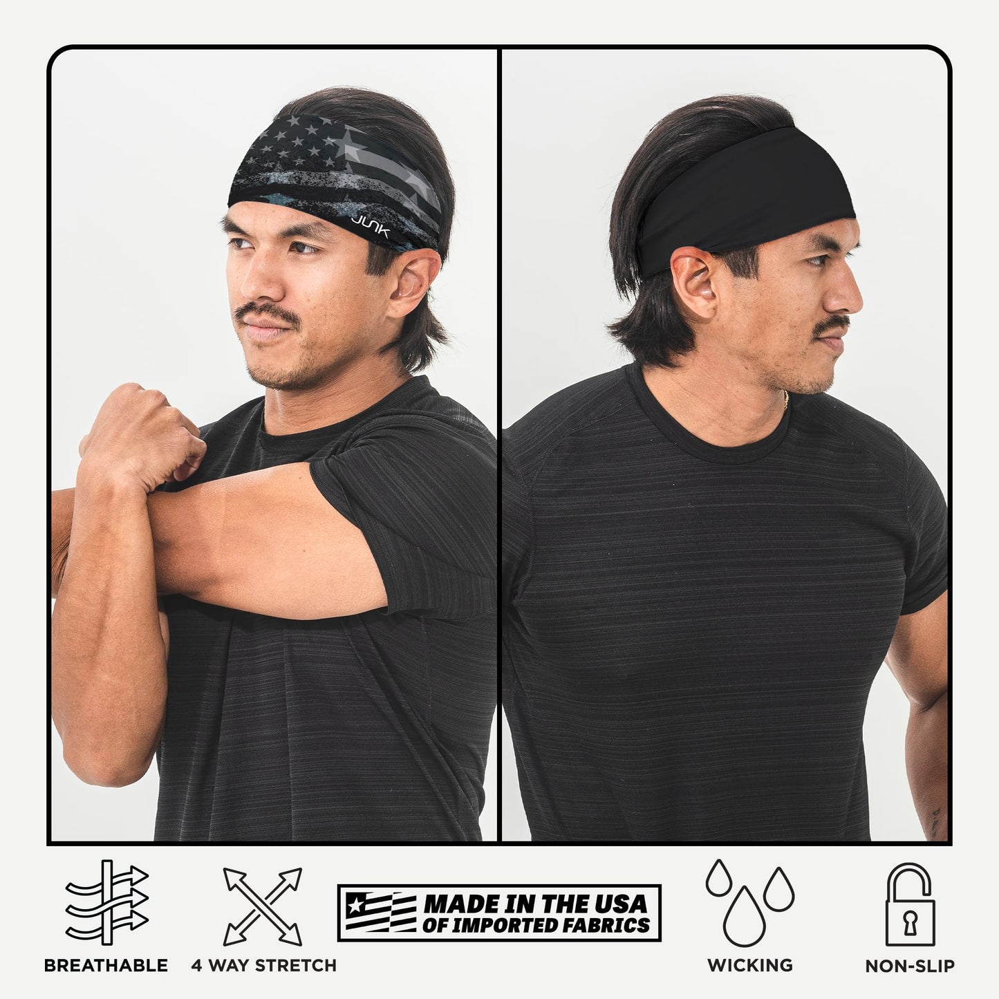 JUNK Brands Big Bang Lite Headband - Moisture-Wicking, Performance Fabric, Non-Slip, Sports Sweatband for Men & Women - One Size - Mistly Mountains
