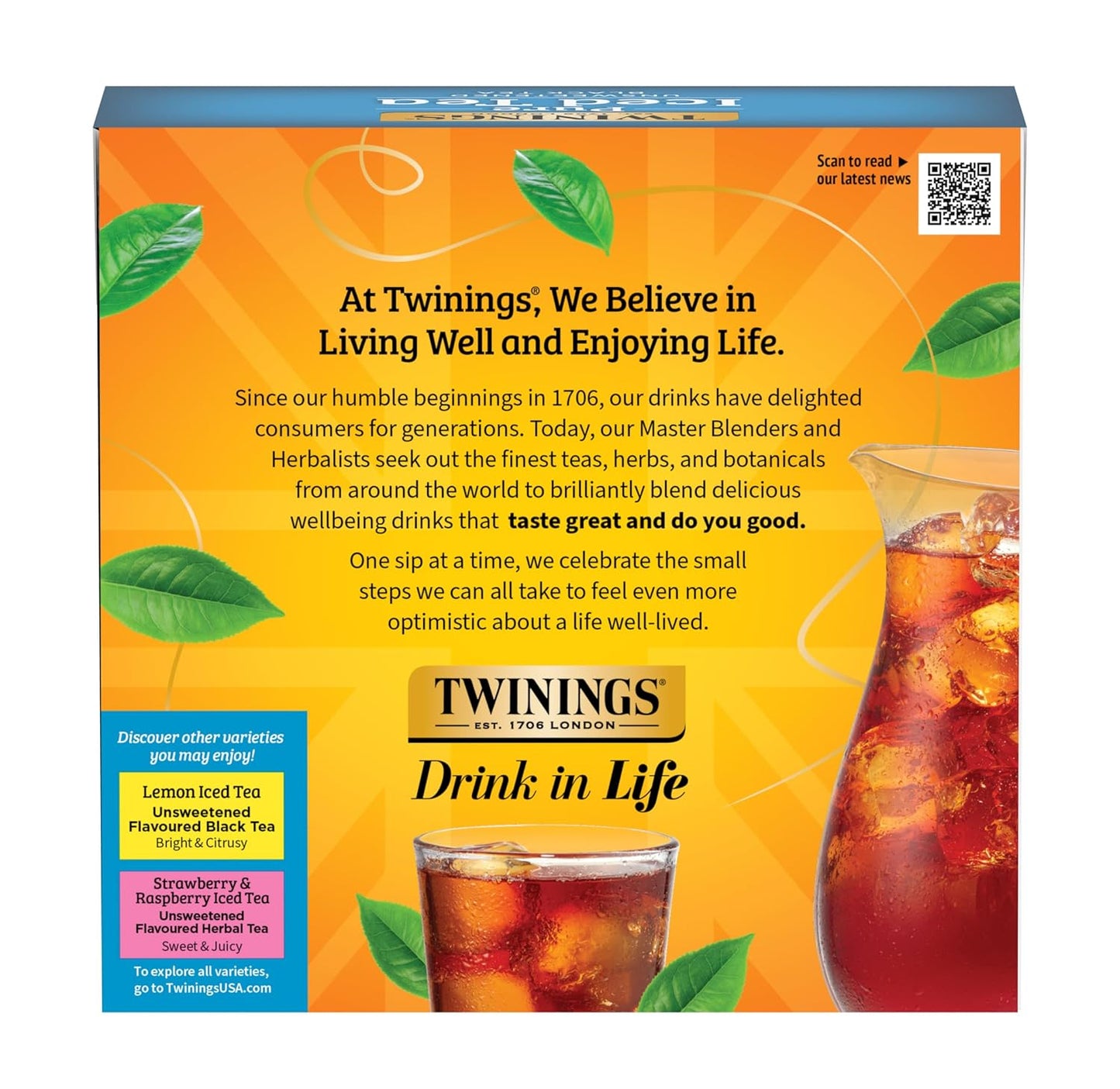 Twinings Black Iced Tea - 72 Oversized Tea Bags | Unsweetened, Caffeinated, Makes 18 Pitchers