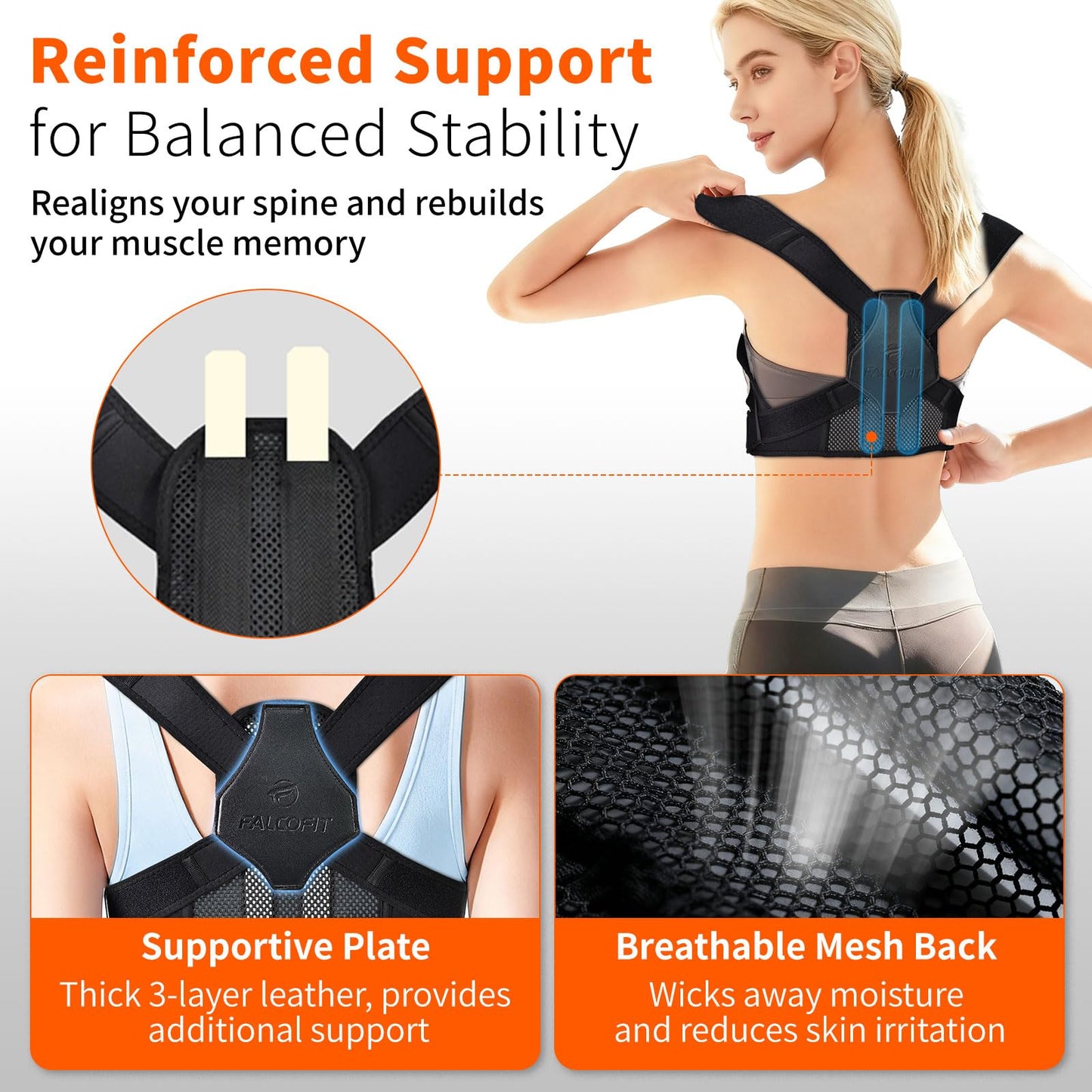 Posture Corrector for Women, Adjustable Upper Back Brace with Enhanced Support, Invisible Under Clothes, Breathable Back Straightener for Neck, Back Pain Relief, Correct Hunchback, Slouching (Small)