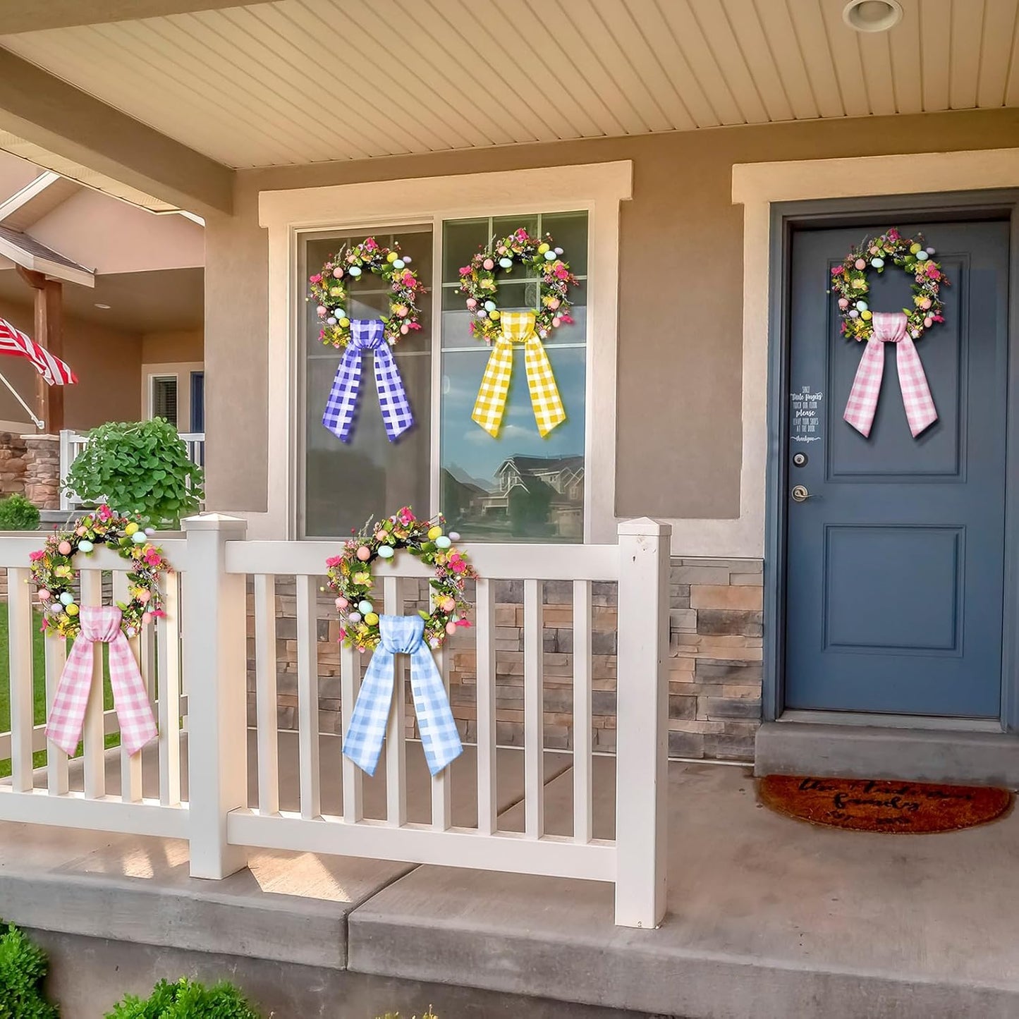 VitalCozy Easter Wreath Sash - 4 Pcs Blank Embroidery Accessories for Indoor/Outdoor Decor (4.49" x 56.30")