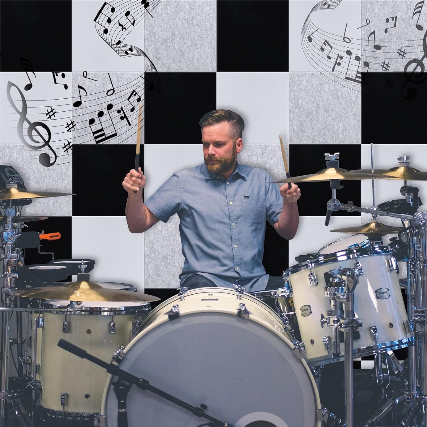 18 Pack Acoustic Panels-12"X12"X 0.4"Soundproof Wall Panels, White Sound Absorbing Panel,High-Density Sound Dampening Panels Acoustic Treatment for Home Studio