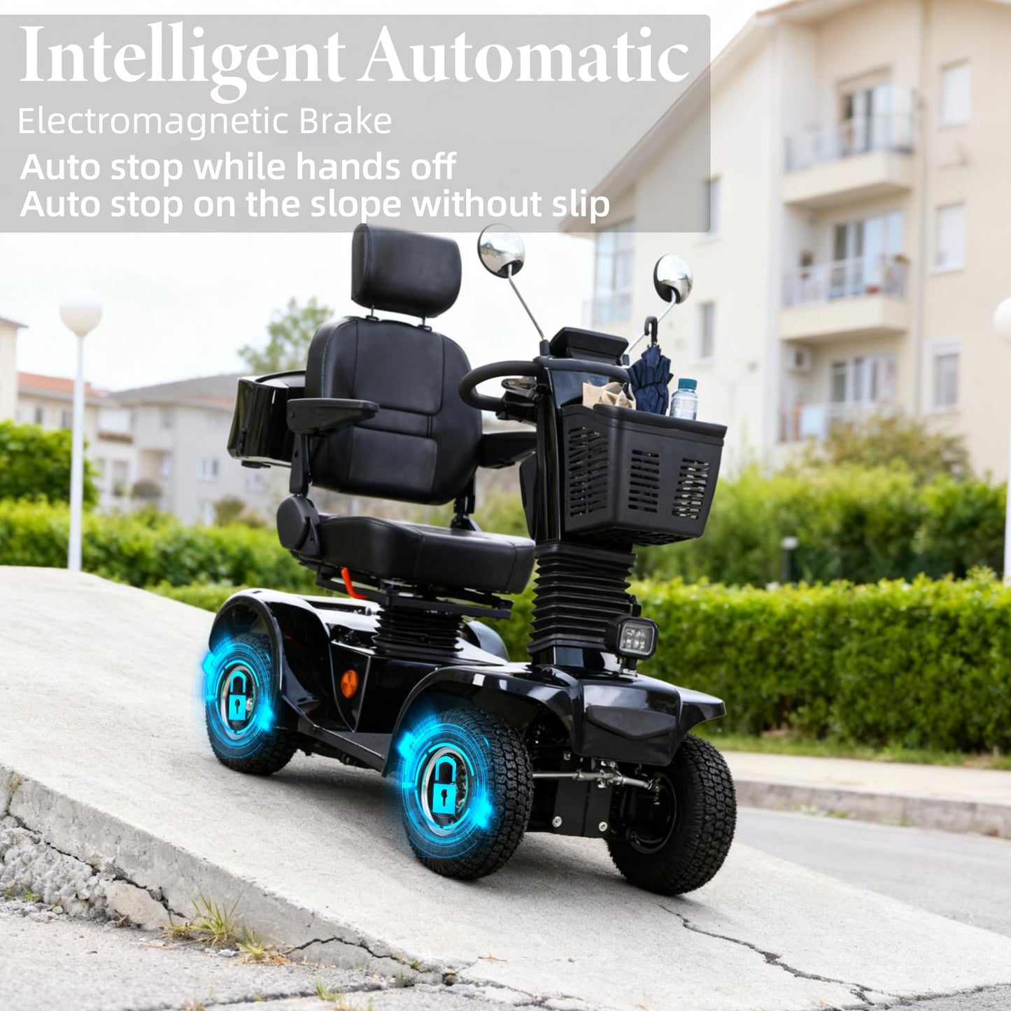 Mobility Scooters for Seniors and Adults, All-Terrain Mobility Scooter with Waterproof Cover, Heavy Duty 4-Wheel Electric Powered Mobility Cart Handicap Scooters, 1000W Motor