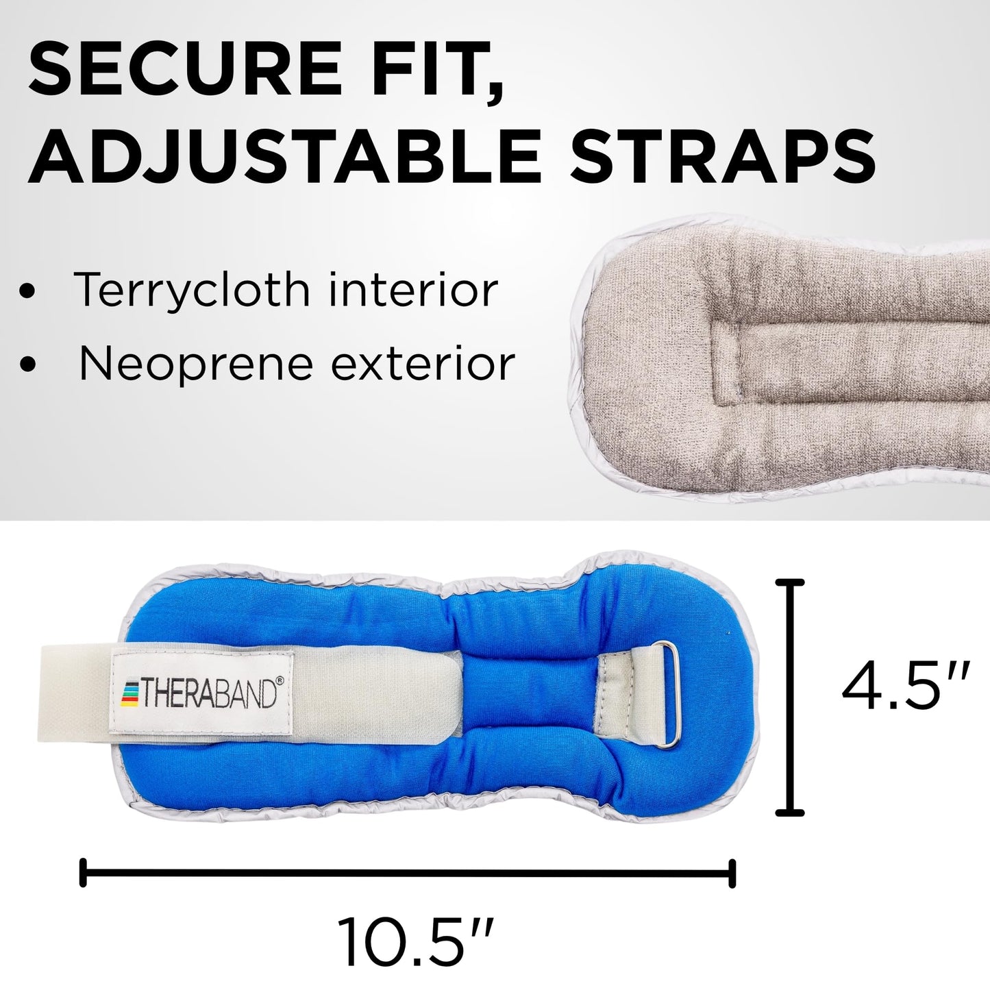 THERABAND Ankle Weights, Comfort Fit Wrist & Ankle Cuff Weight Set, Adjustable Walking Weights for Cardio, Home Workout, Ankle Strengthening & Physical Therapy, Blue, 2.5 lb. Each, Set of 2, 5 Pounds