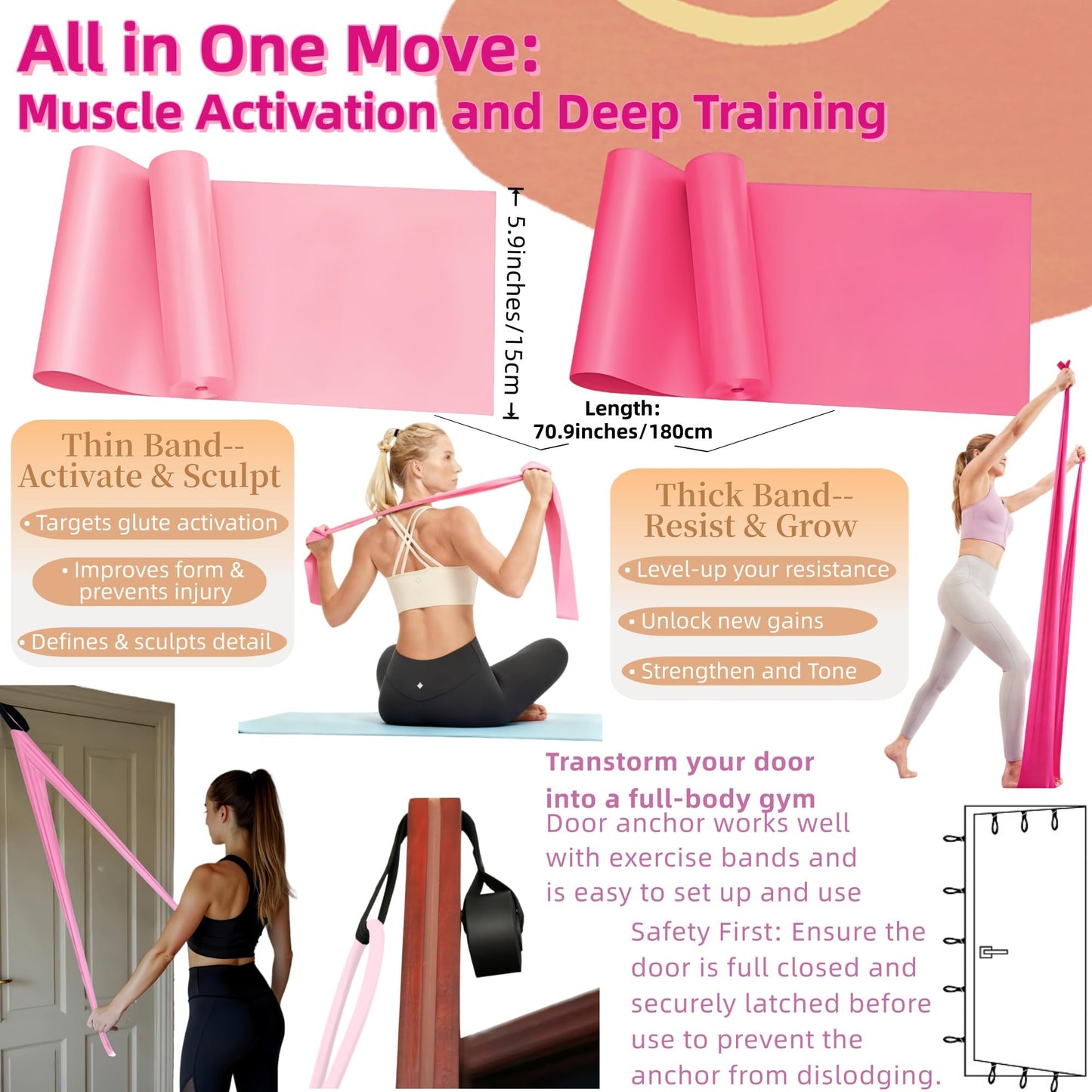Ypdroy Women Glute Workout Equipment, Hip Thrust Belt for Weights, Booty Bands Exercise Bands Pilates Ball, Glute Workout at Home Pilates Exercise Equipment Kit for Home Gym Fitness Accessories