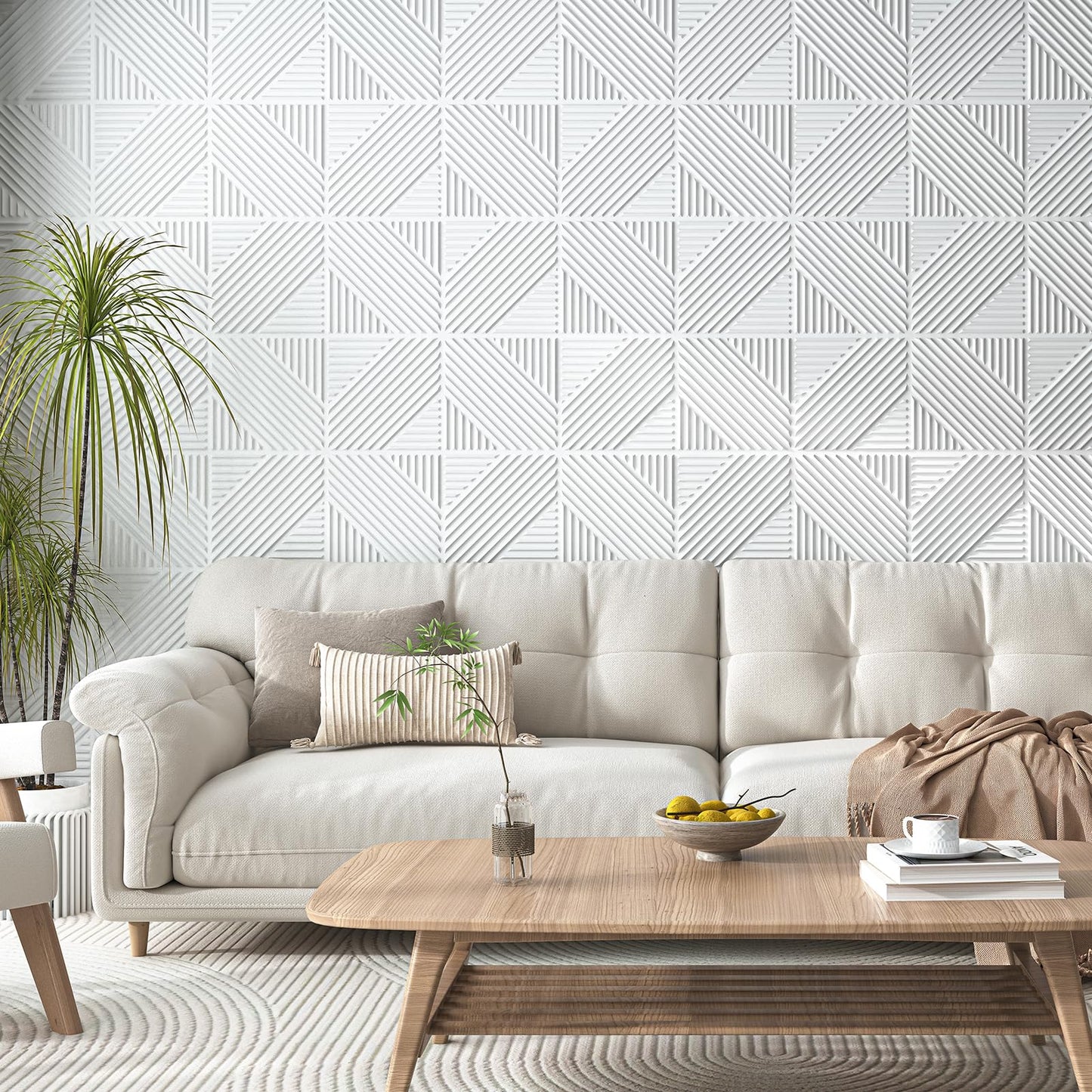 Art3d 33-Pack 3D Wall Panels for Interior Wall Decor, Textured Accent Walls Paneling for Living Room, Bedroom, TV Background, 12"x12" White
