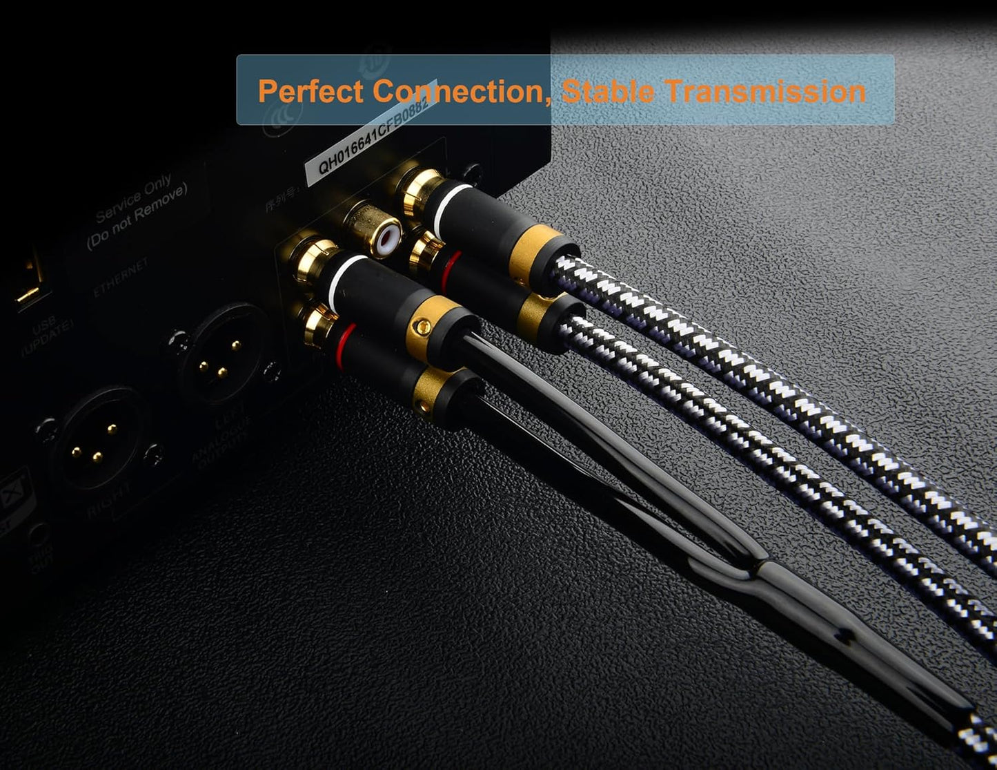 Veimeitk 2 2 24K (3.2FT/1m) RCA to RCA Audio Cable Silvered-Plated OFC Core Gold-Plated Pure Copper Shell Braided
