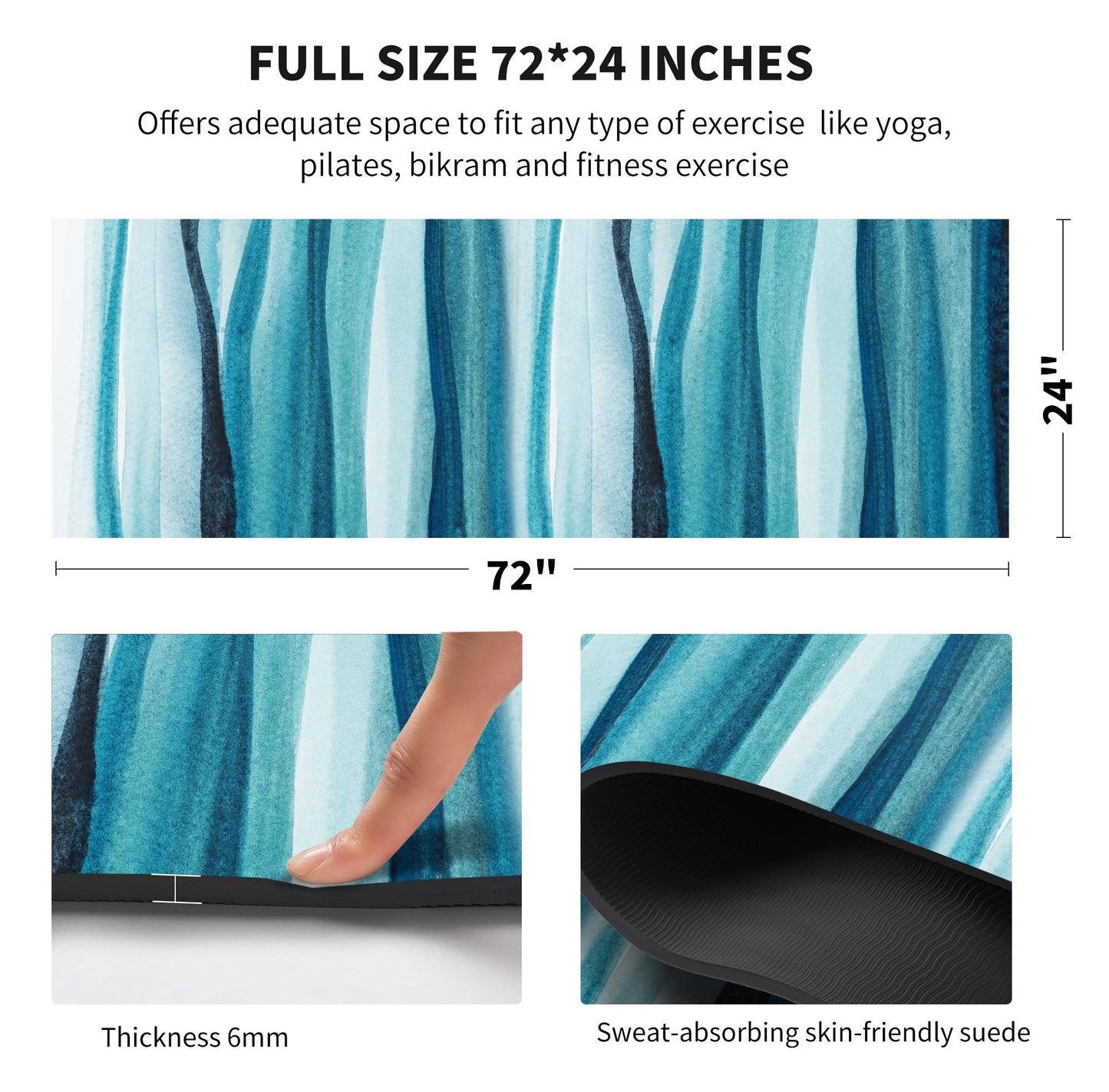 nuveti Yoga Mat Print Extra Thick TPE Non Slip Fitness Exercise Mat with Carrying Bag,72"x24" Extra Thick 6MM Exercise & Workout Mat for Yoga, Pilates Fitness and Floor Exercises