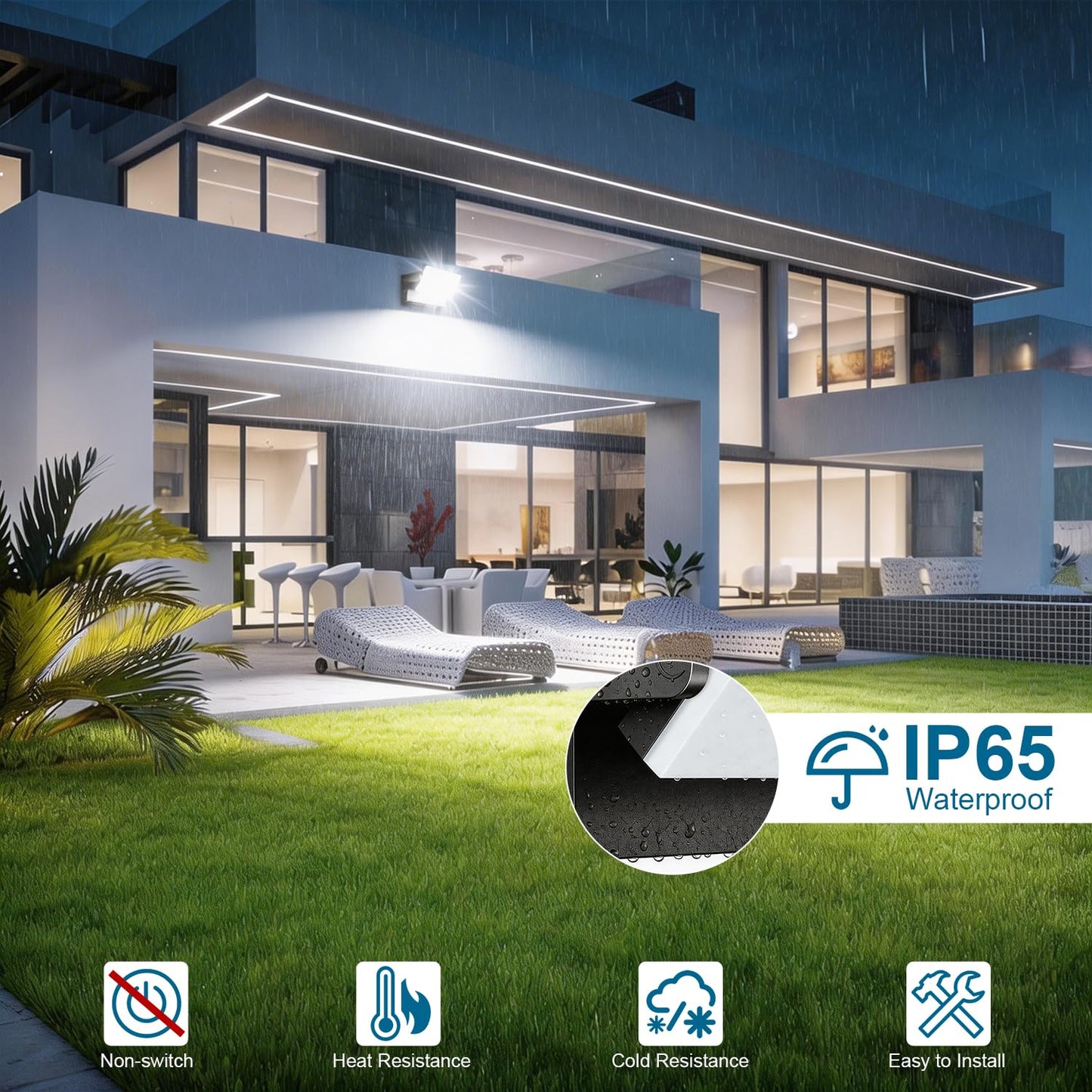 Dream Eeve 60W LED Outdoor Wall Lights 360° Rotatable LED Flood Lights Modern Commercial Security 5000K IP65 Waterporof Wall Mounted Light for Garage Yard Porch 4 Pack