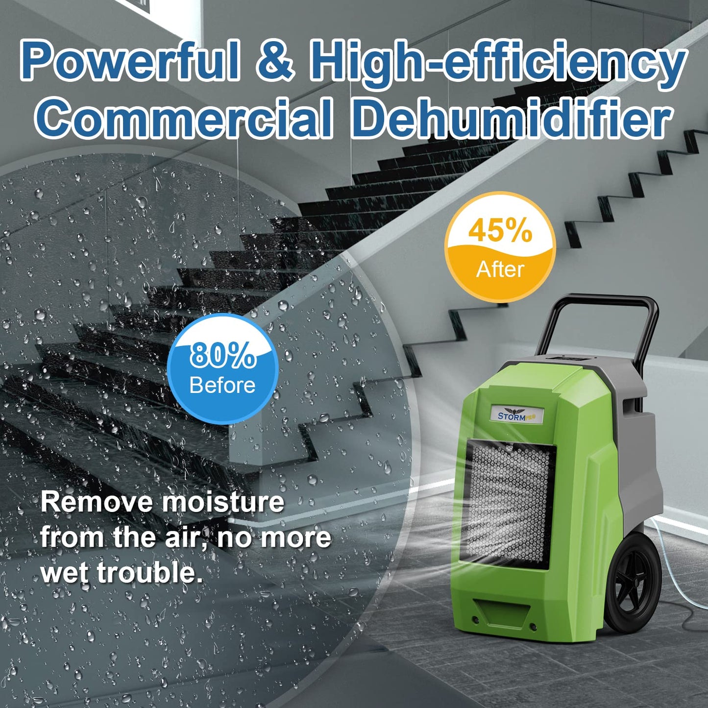 ALORAIR 180 Pints Commercial Dehumidifier with Pump Drain Hose, Smart Wi-Fi Dehumidifier for Large Basement, Industrial or Commercial Space, Smart Wi-Fi, 5 Years Limited Warranty