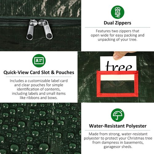 FUCDTEFC Christmas Tree Storage Bag - 7.5 Ft Heavy Duty Waterproof Container with Reinforced Handles & Dual Zippers (Green)