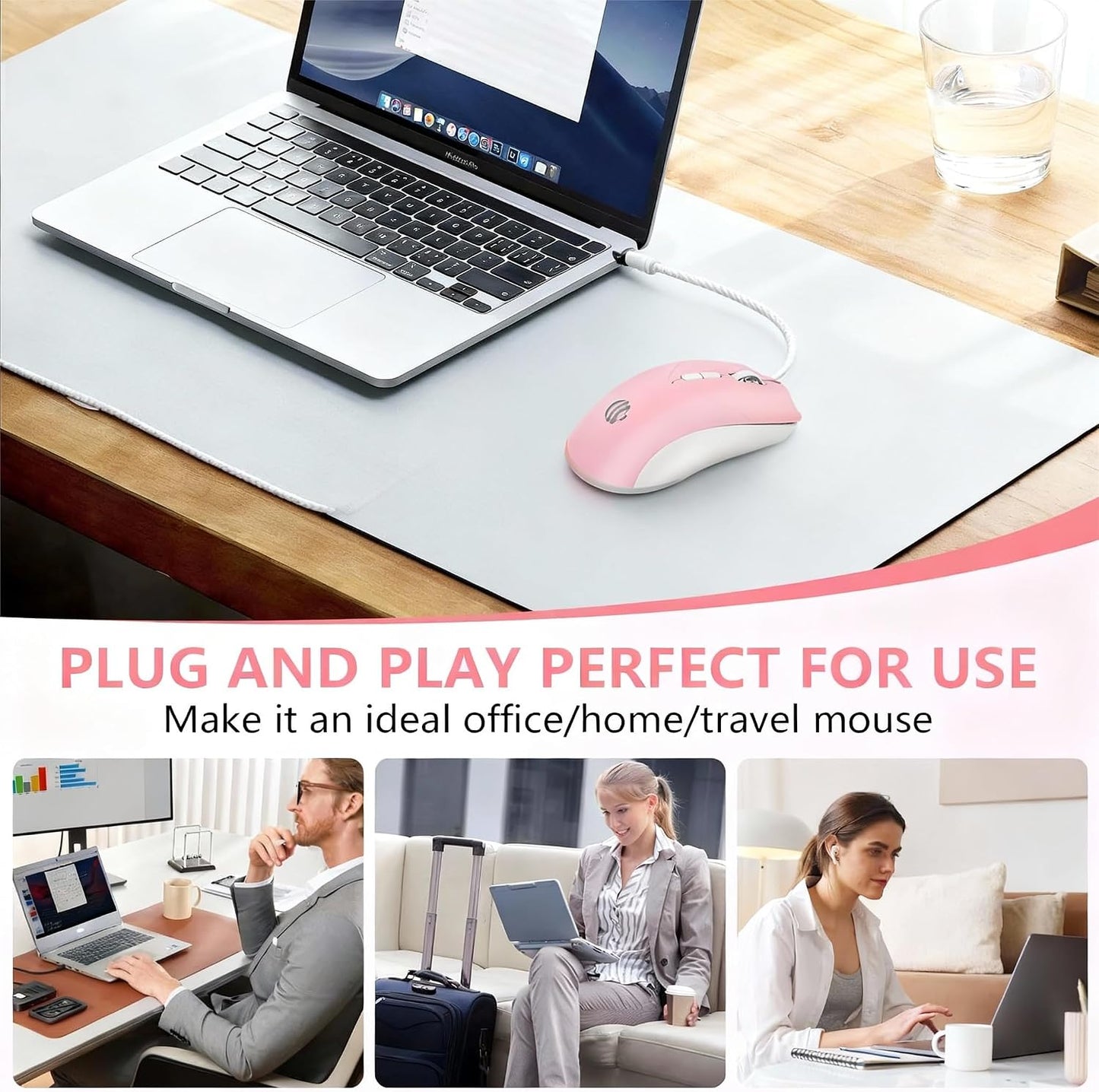 mobiproduct 1600 7 Wired Mouse, USB Computer Mouse DPI Mobile Optical Mouse Ergonomic Design Computer Mice with Cord
