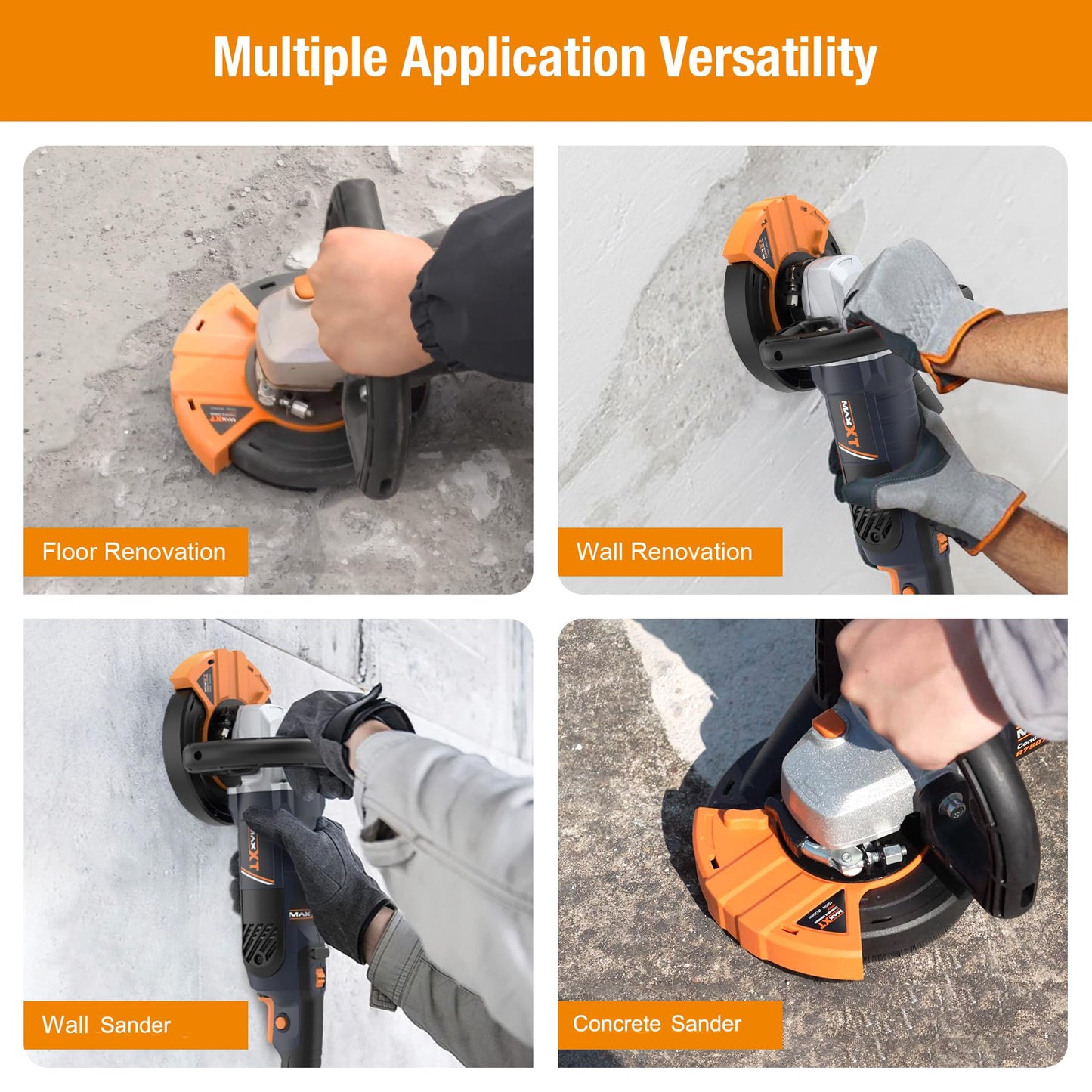 MAXXT 5 Inch Concrete Surfacing Grinder, 1500W 14A Motor, 7 Adjustable Speed Angle Grinder Kit with Diamond Disc, Removable Guard, Concrete Sander for Polishing and Grinder Stone Cement Marble Granite