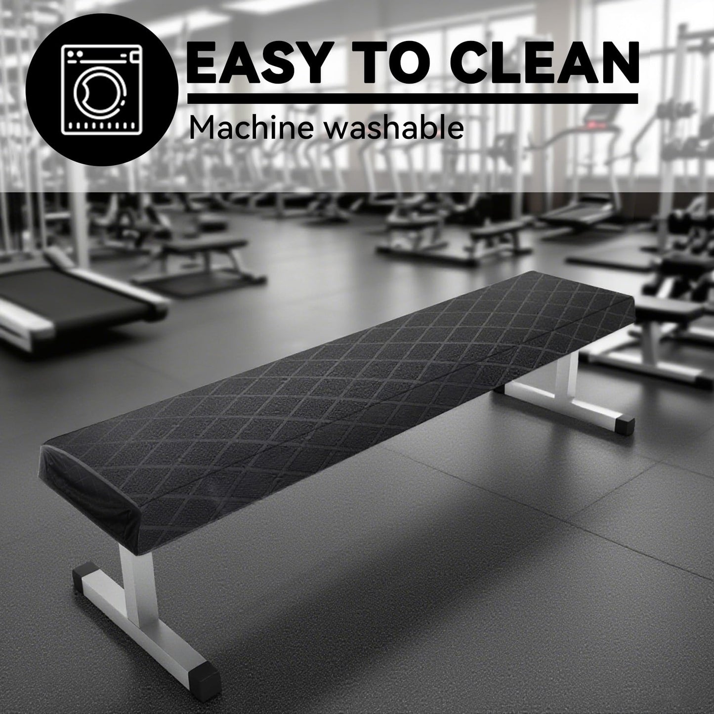 Klmnop Weight Bench Cover, Dustproof Scratch-Resistant Workout Bench Cover Protect from Pets, Protection for Adjustable Flat Weight Fitness Bench, Adjustable Sit-up Bench Anti-Slip Washable(Black)