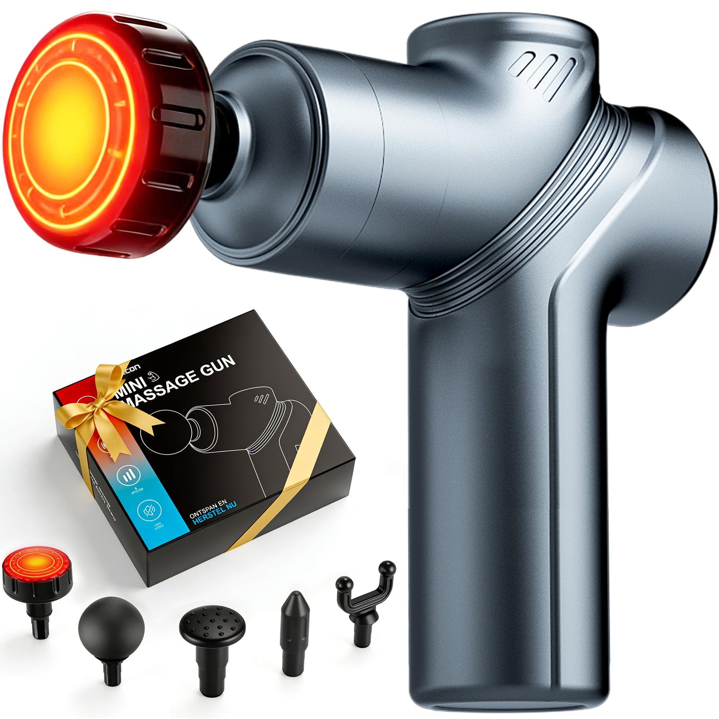 LEERCON Massage Gun with Heat, Deep Tissue Back Massager for Pain Relief, Mini Muscle Percussion Massage Gun, Fathers Day Dad Gifts Birthday Gifts for Men Women Home, Office & Travel, Blue