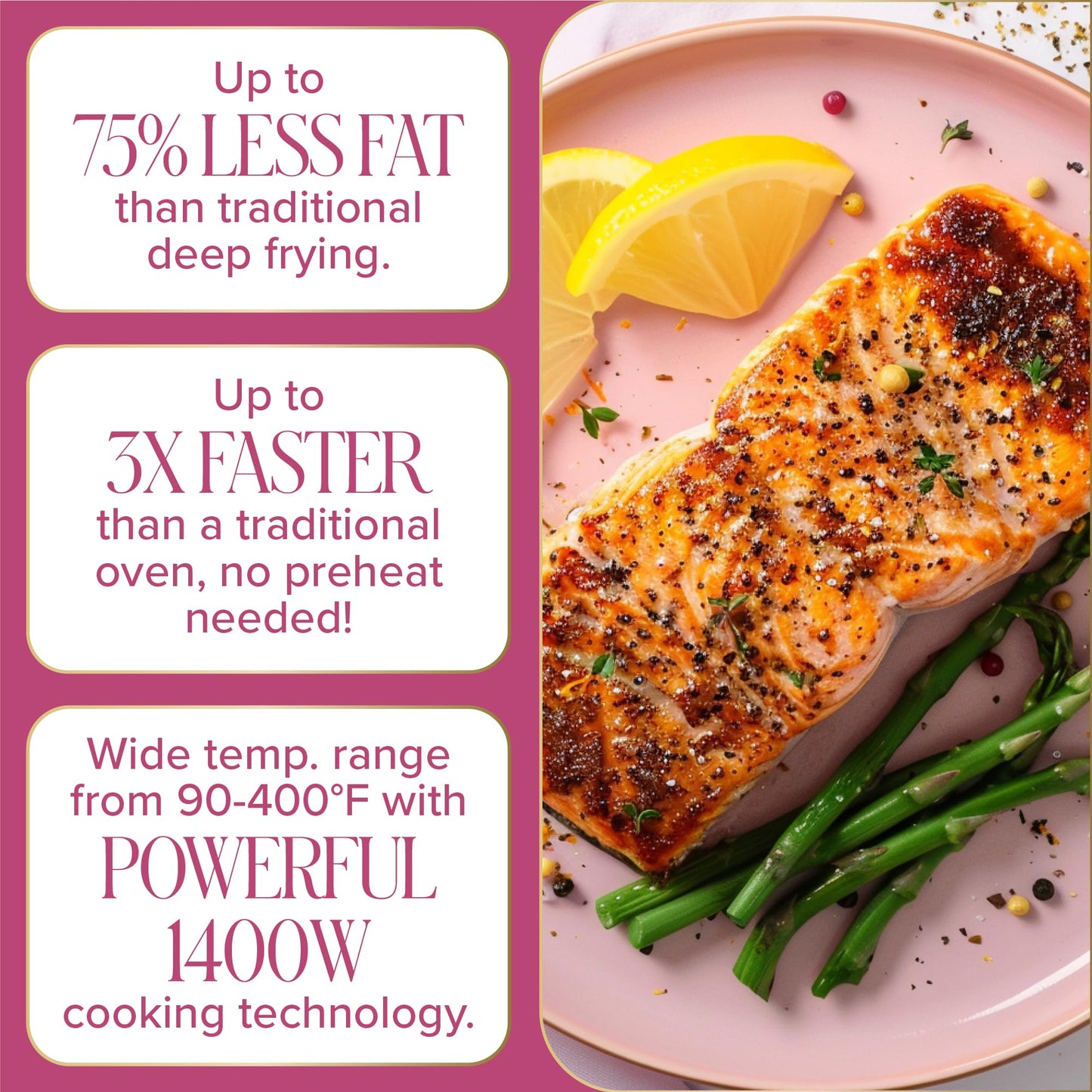 Paris Hilton Air Fryer, Large 6-Quart Capacity, Nonstick Made without PFAS, Touchscreen Display, 8-in-1 (Air Fry, Roast, Broil, Bake, Reheat, Keep Warm, Pizza, Dehydrate), Dishwasher Safe, White