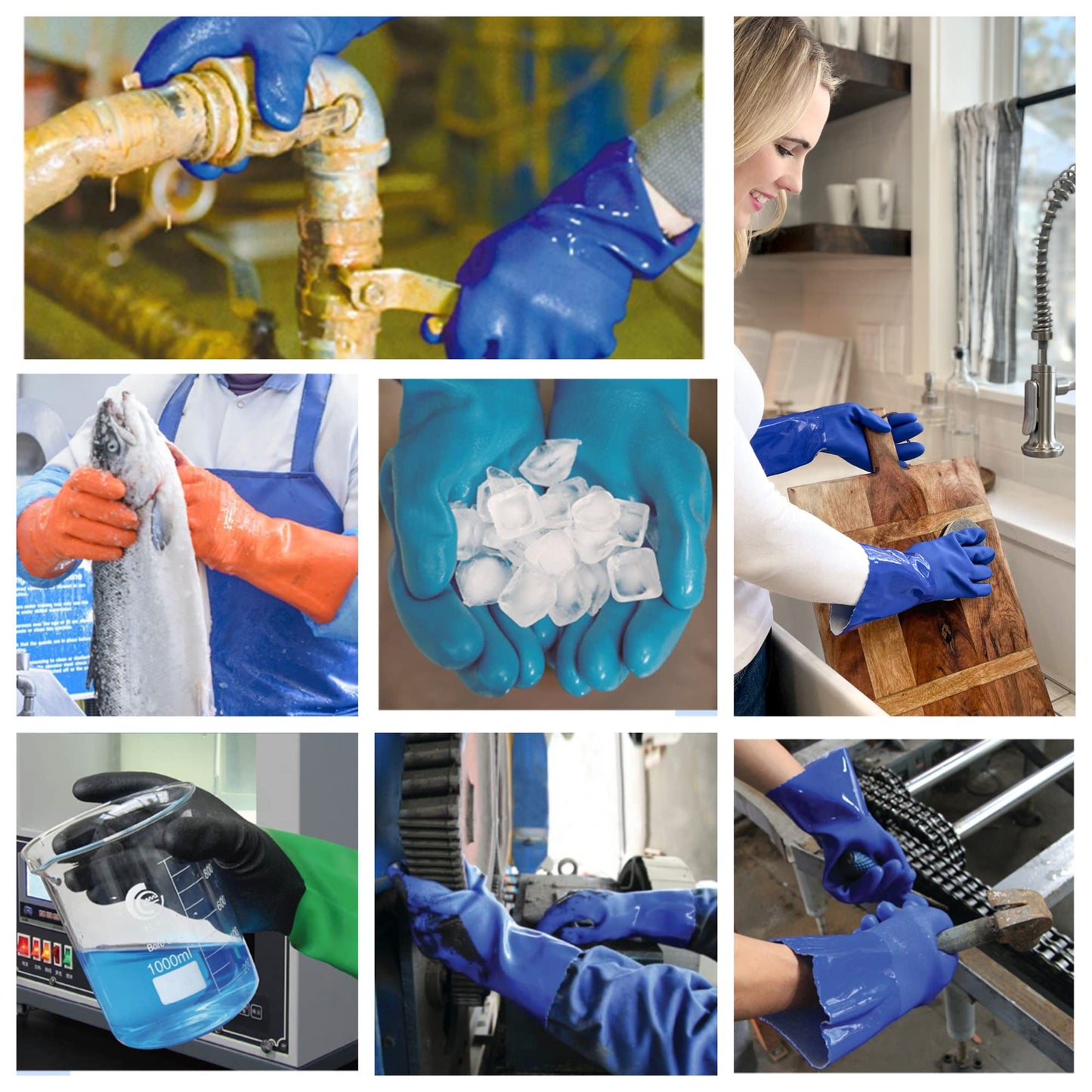 kitchen-star Ultimate Rubber Household PVC Gloves with Comfortable Cotton Lining, Anti-Slip surface, Kitchen Dishwashing, Extra Thickness, Kitchen Cleaning, Working, Painting, Pet Care (Medium, Blue)