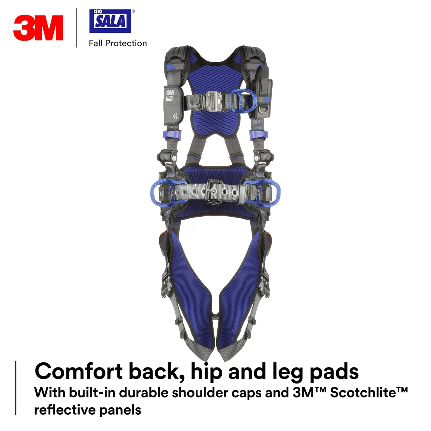 3M 1113154 DBI-SALA ExoFit X300 Comfort Construction Climbing Positioning Safety Harness Fall Protection, Aluminum Back, Front, Hip D-Rings, Auto-Locking Quick Connect Leg and Chest Buckles, Medium