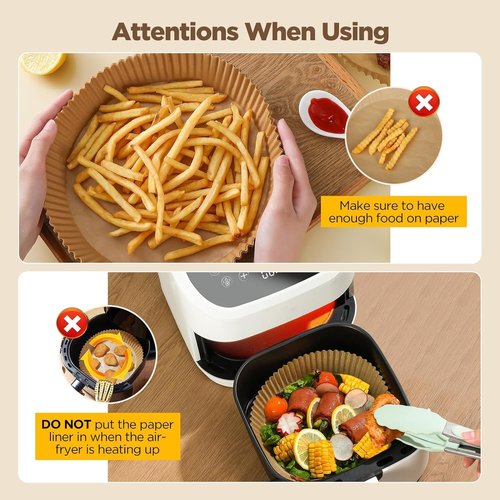 Air Fryer Liners | 100pcs Non-Stick Parchment Paper for 5-8 Qt Air Fryers - 8 Inch Round, Oil Resistant
