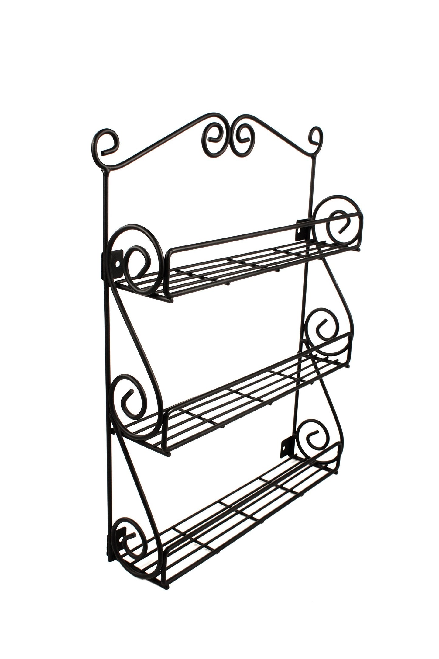Spectrum Diversified Scroll Wall-Mounted Traditional Spice Rack Organizer for Cabinet & Kitchen, 3-Tier, Beauty & Nail Polish, 43710