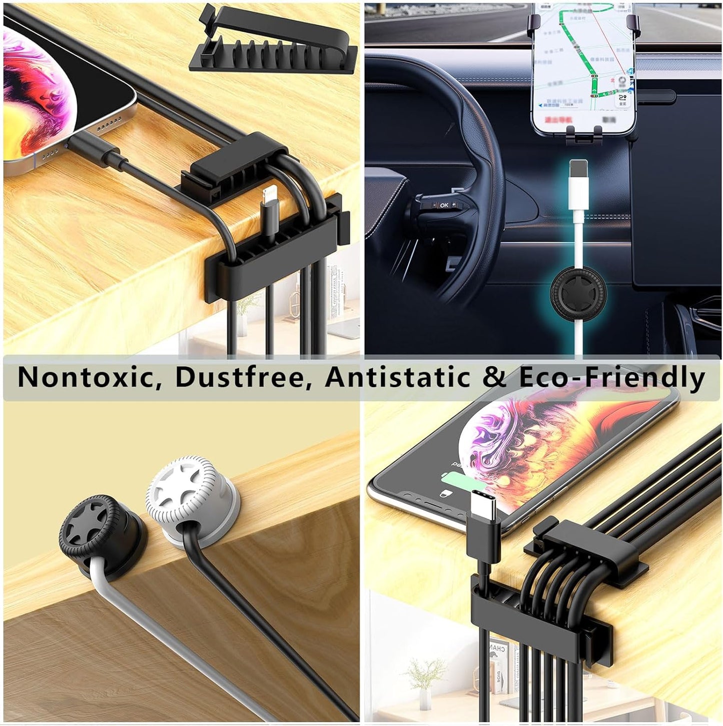 ELII 328Pcs 8 Holder,69Adhesive Clips,4 Split,22Reusable Strap,200 25 Cable Management Kit, Magnetic Cable Cable Cable