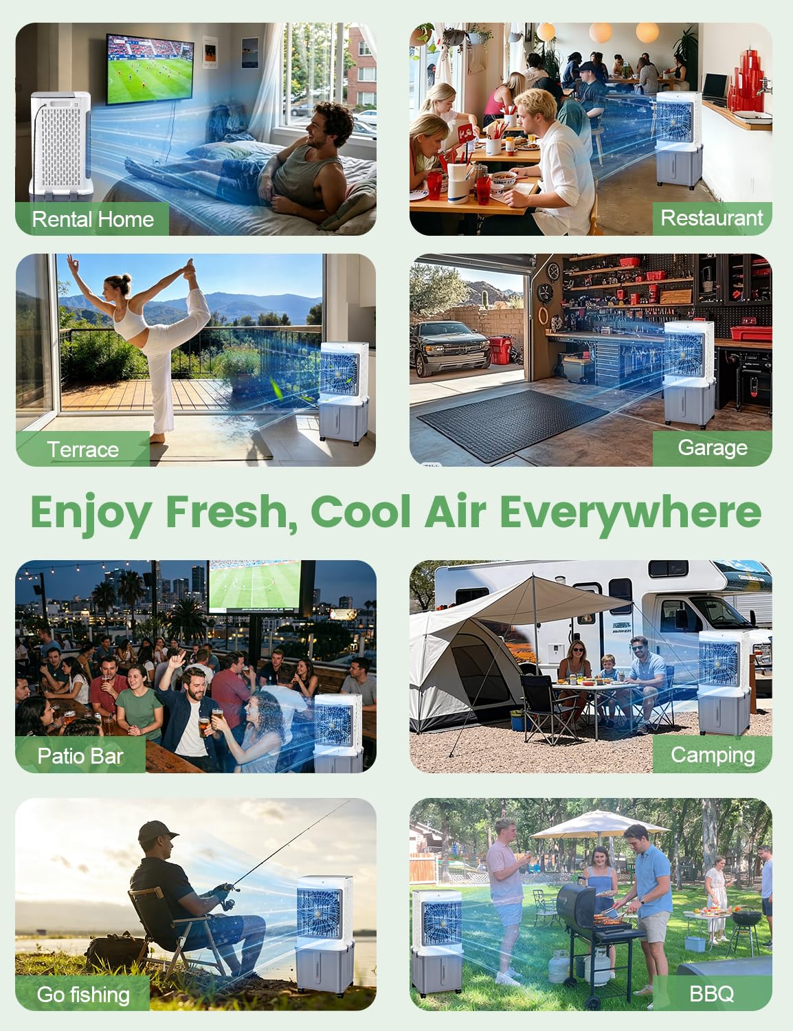 Portable Air Conditioners,Evaporative Cooler 2026 Upgraded Swamp Cooler, Windowless Portable AC Unit Cooling Fan That Blow Cold Air, 10 Gallon Water Tank,Ultra Quiet for Room,Restaurant,Indoor,Outdoor